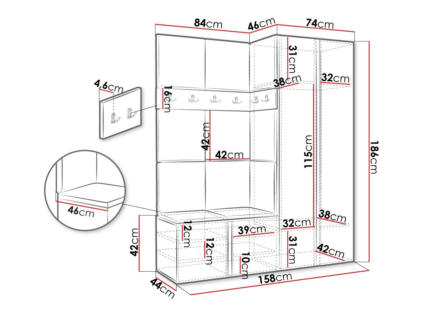 Meuble d'entrée Hartford 266 (Cachemire)