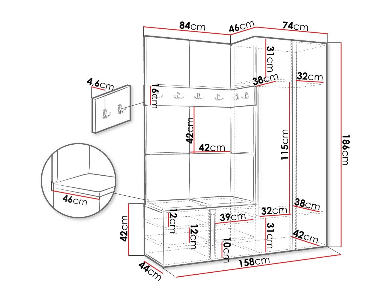 Meuble d'entrée Hartford 266 (Cachemire)