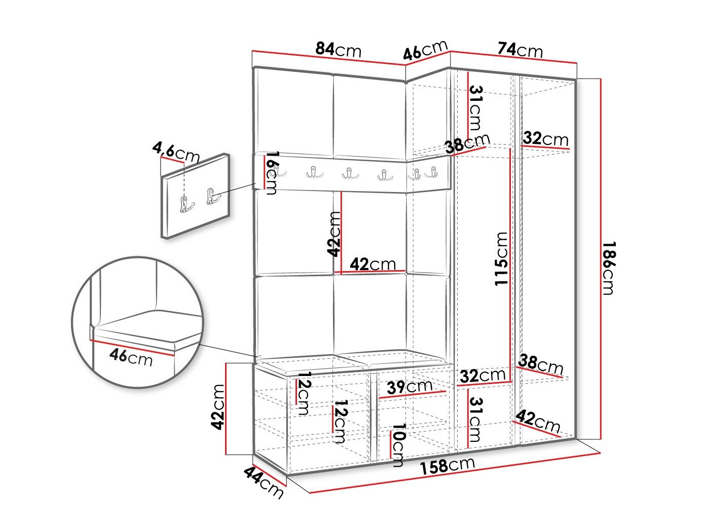 Meuble d'entrée Hartford 266 (Cachemire)