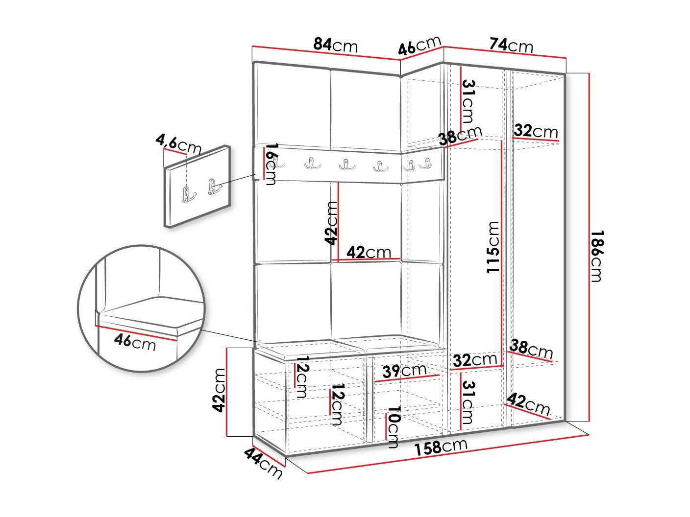 Meuble d'entrée Hartford 266 (Cachemire)