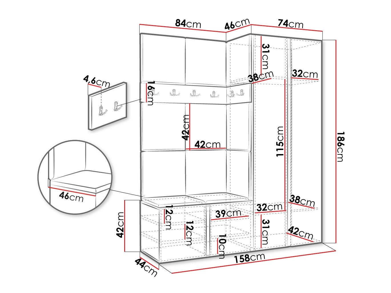 Meuble d'entrée Hartford 266 (Cachemire)