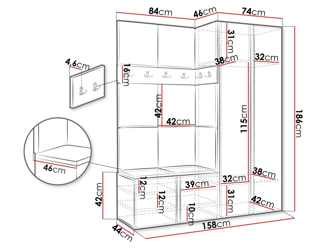 Meuble d'entrée Hartford 266 (Chêne Artisan)