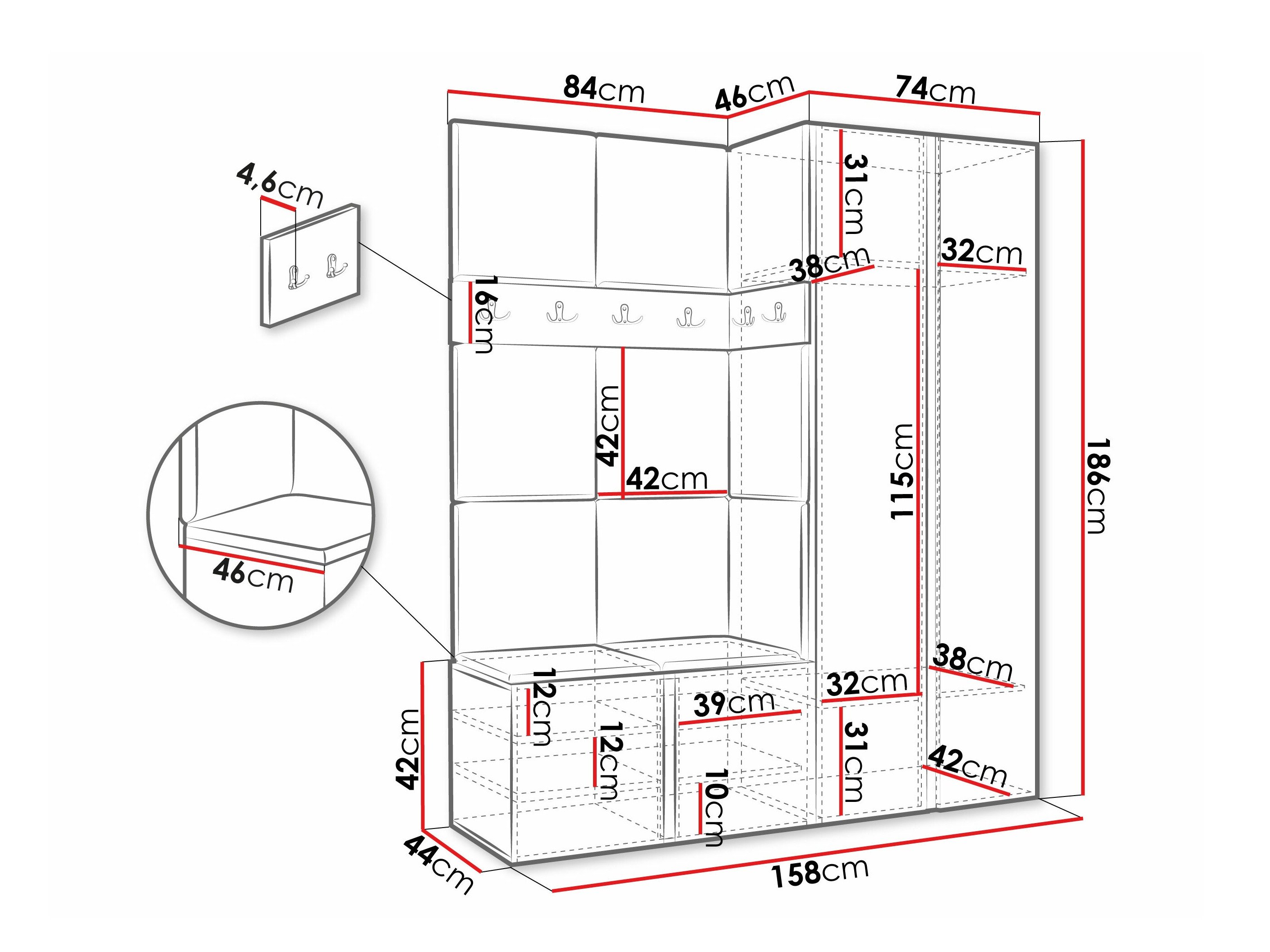 Meuble d'entrée Hartford 266 (Chêne Artisan)