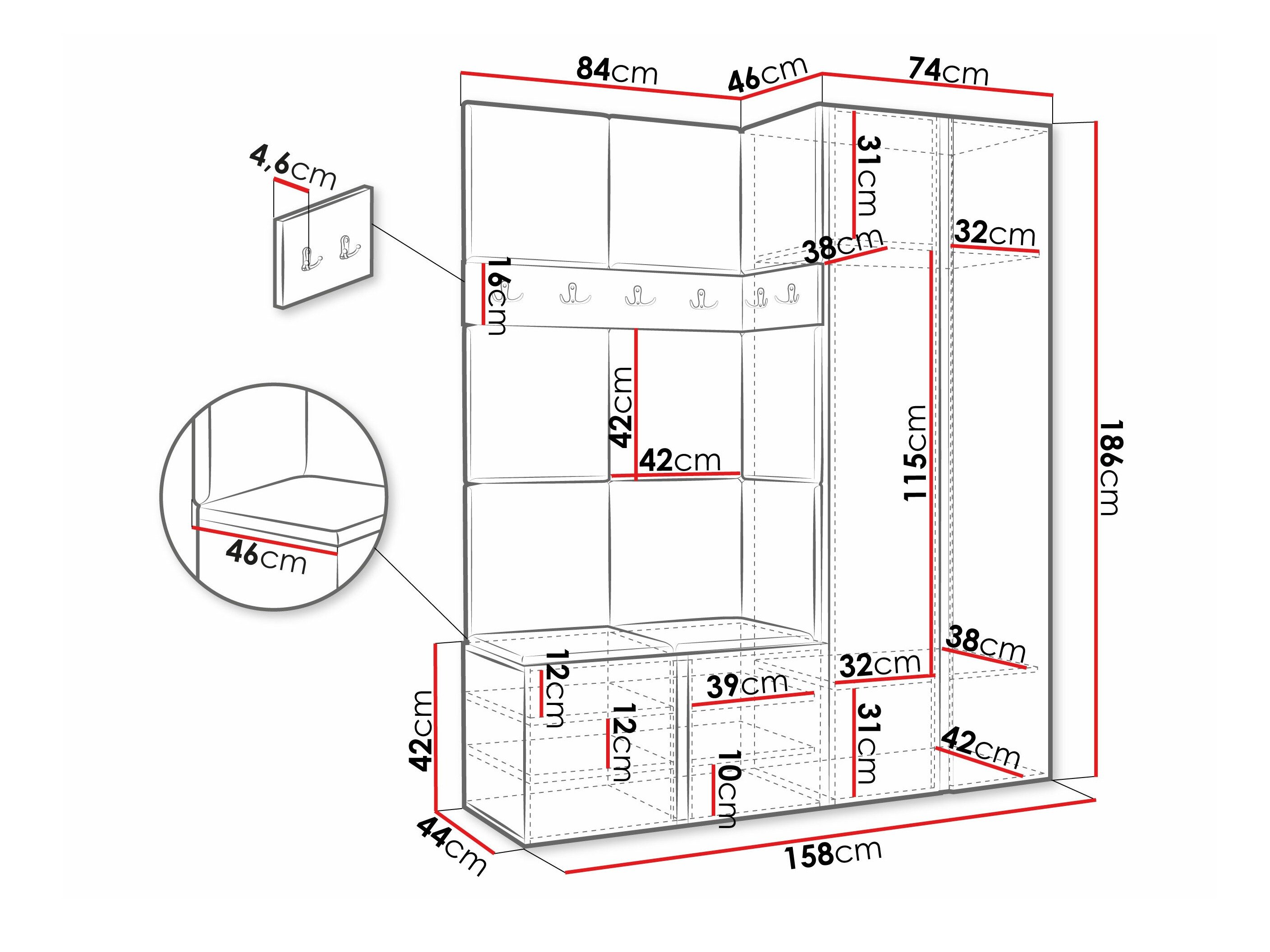 Meuble d'entrée Pinis III (Blanc)