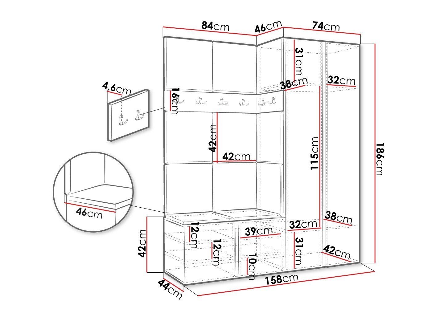 Meuble d'entrée Pinis III (Cachemire)