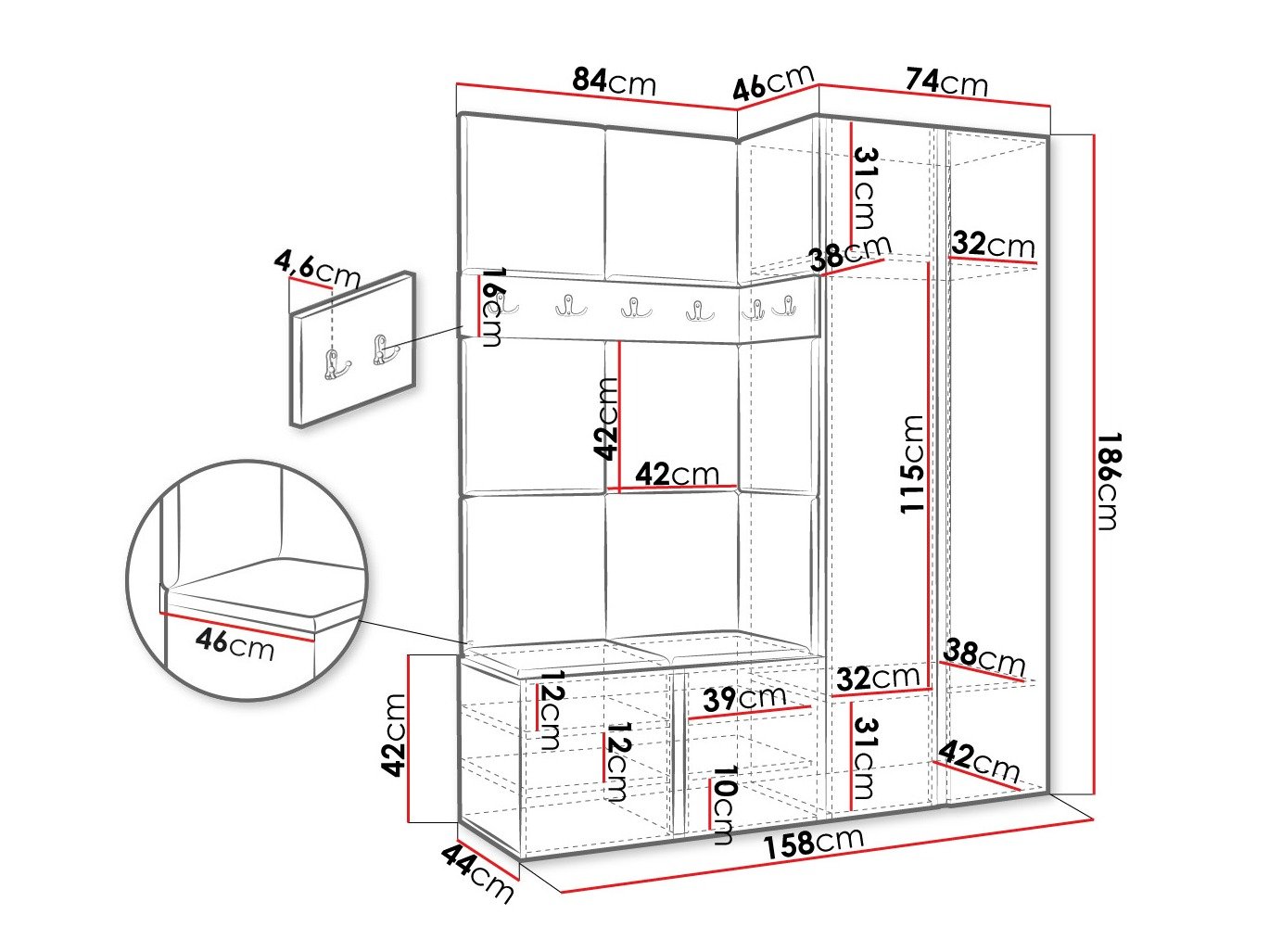 Meuble d'entrée Pinis III (Cachemire)