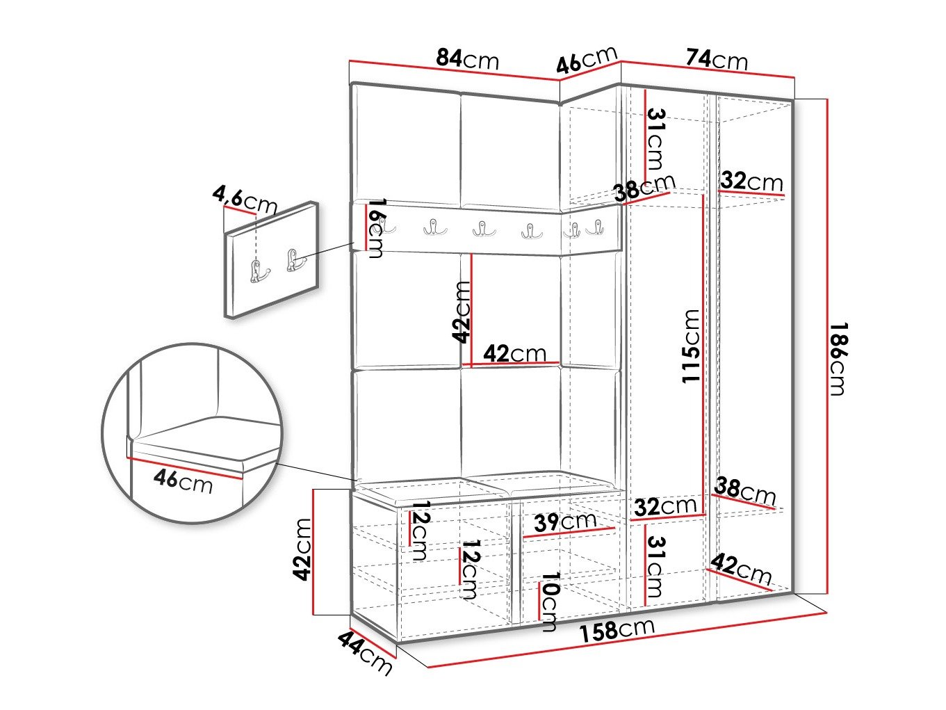 Meuble d'entrée Pinis III (Cachemire)