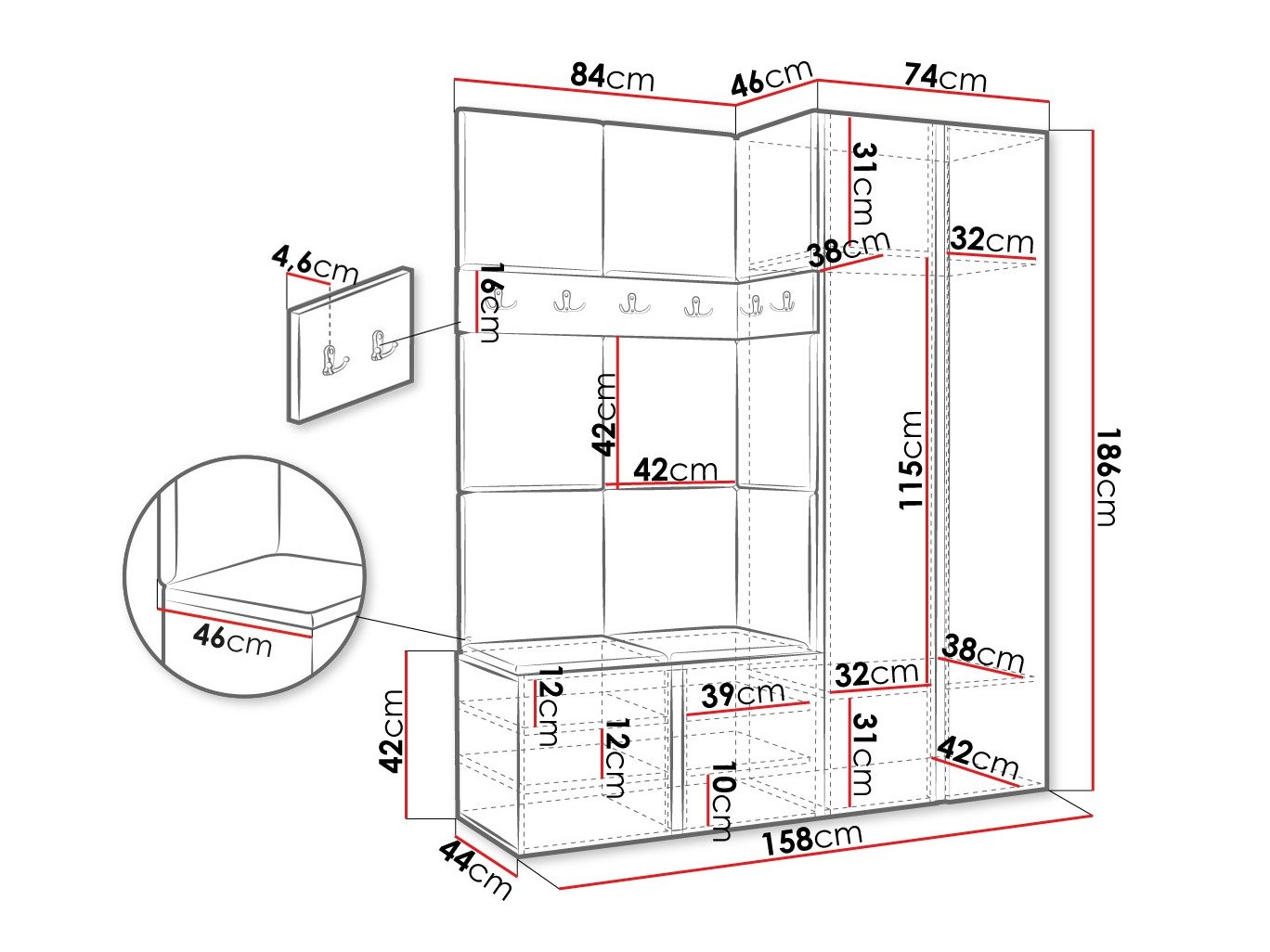 Meuble d'entrée Pinis III (Cachemire)