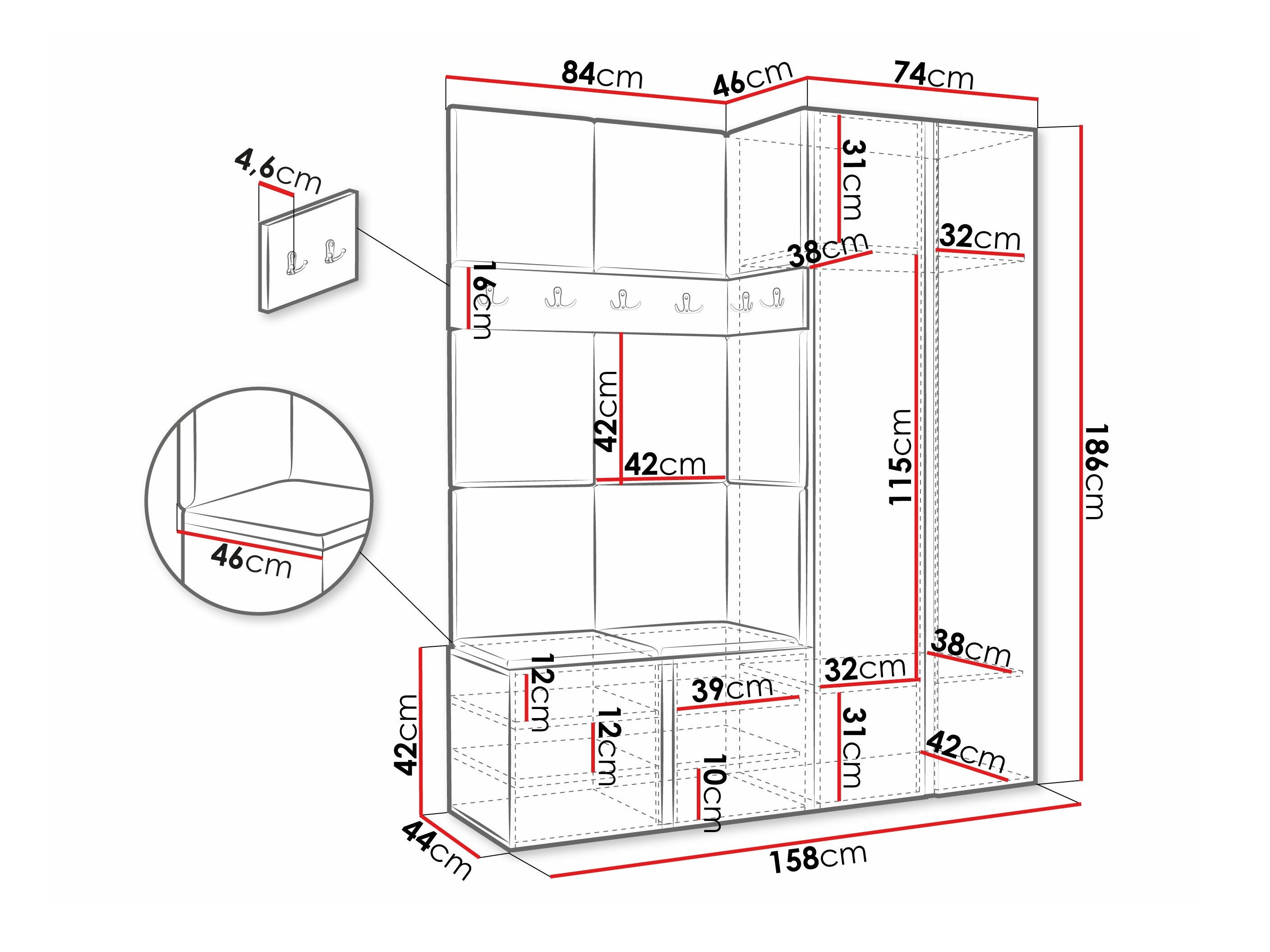 Meuble d'entrée Pinis III (Chêne Artisan)