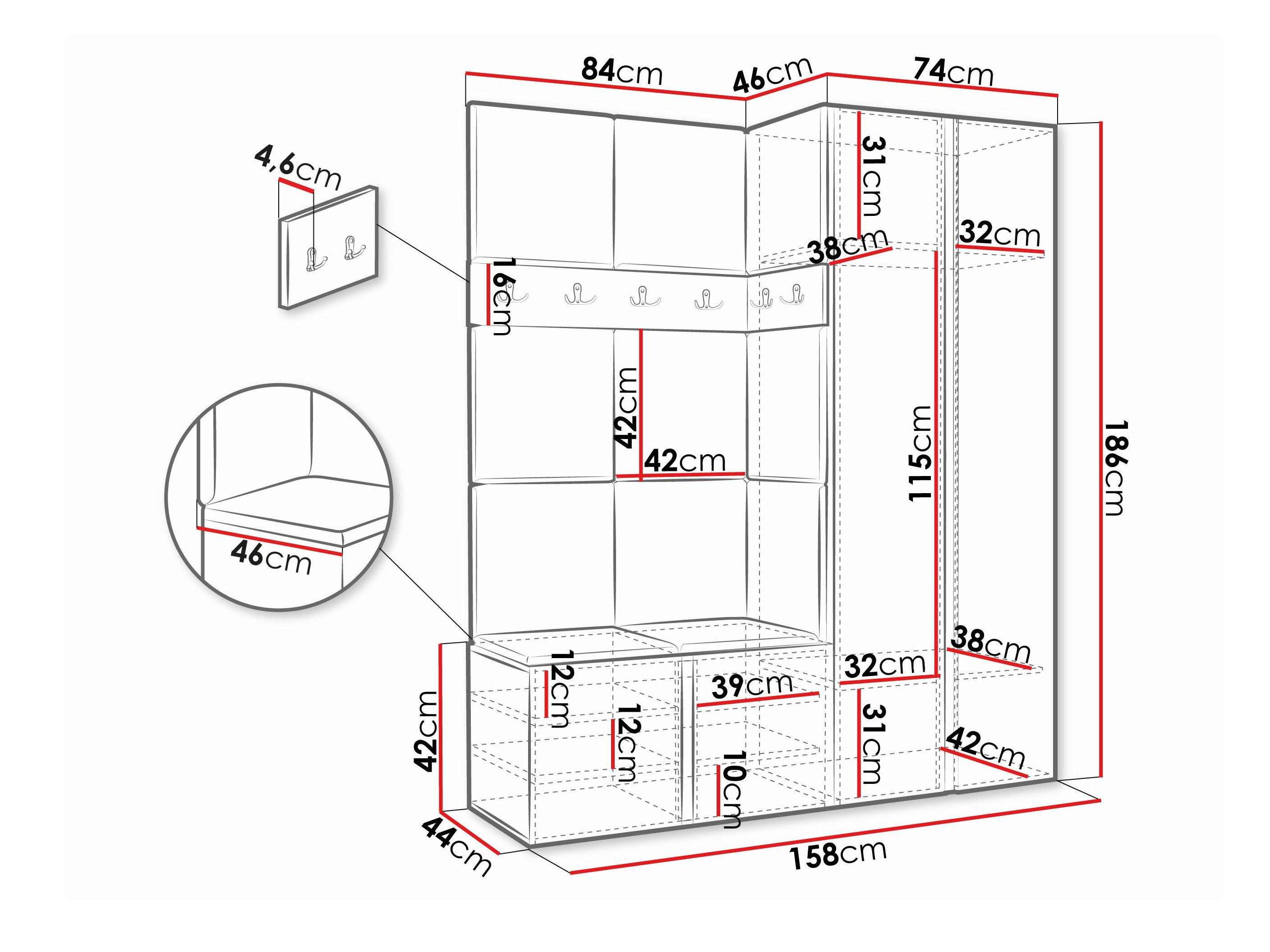 Meuble d'entrée Pinis III (Chêne Artisan)