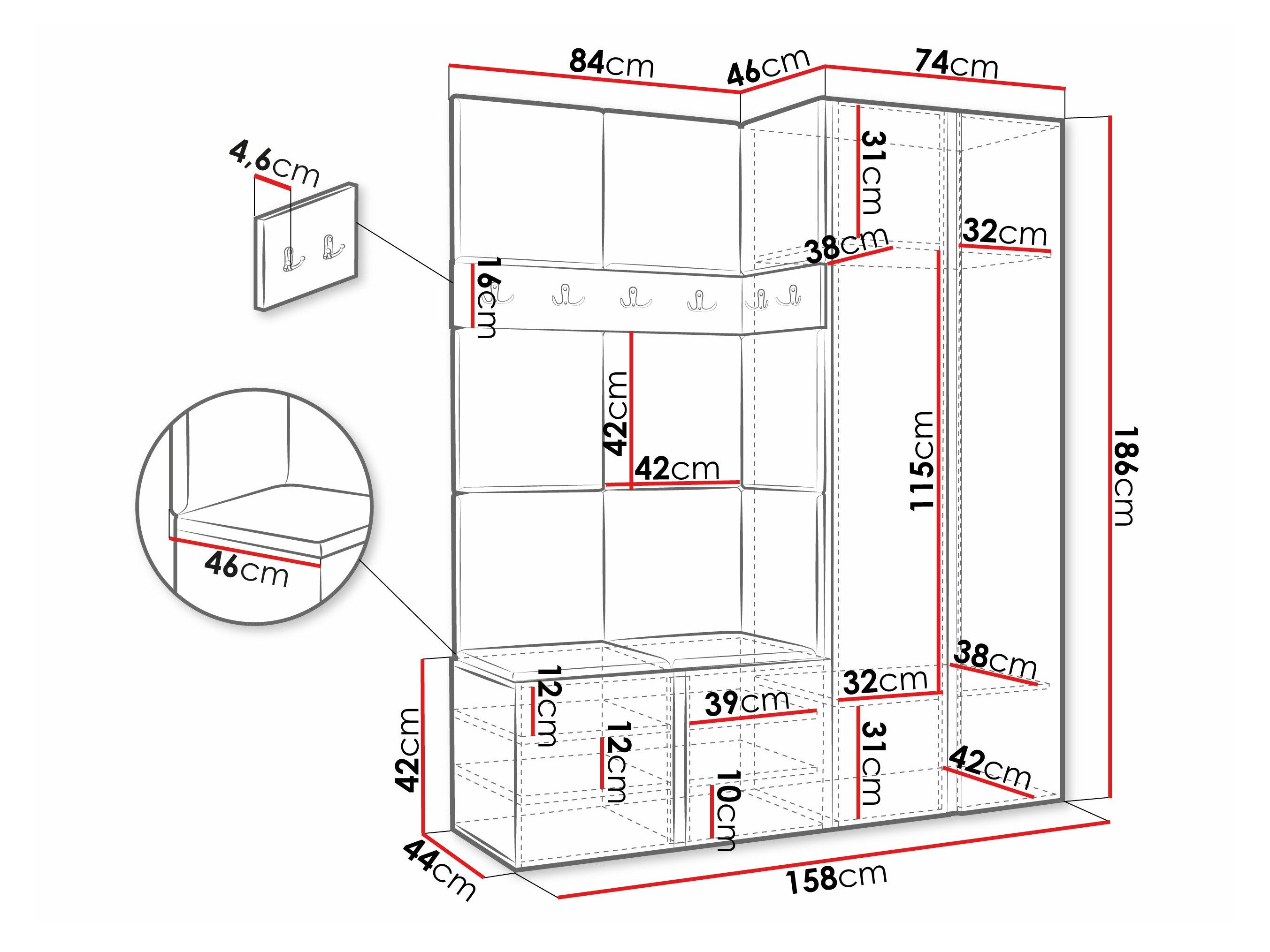 Meuble d'entrée Pinis III (Graphite)