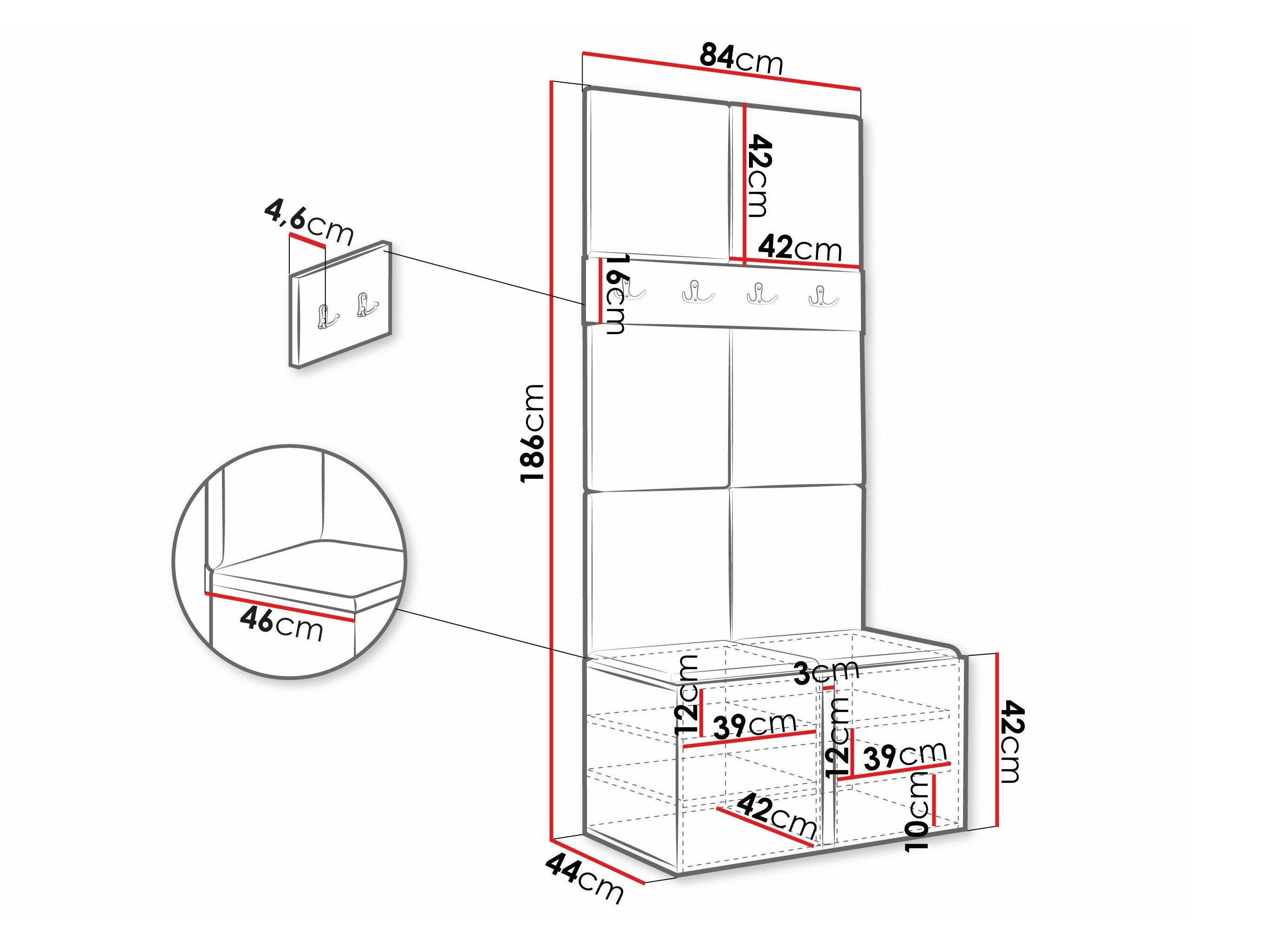 Meuble d'entrée Pinis IV (Chêne Artisan)