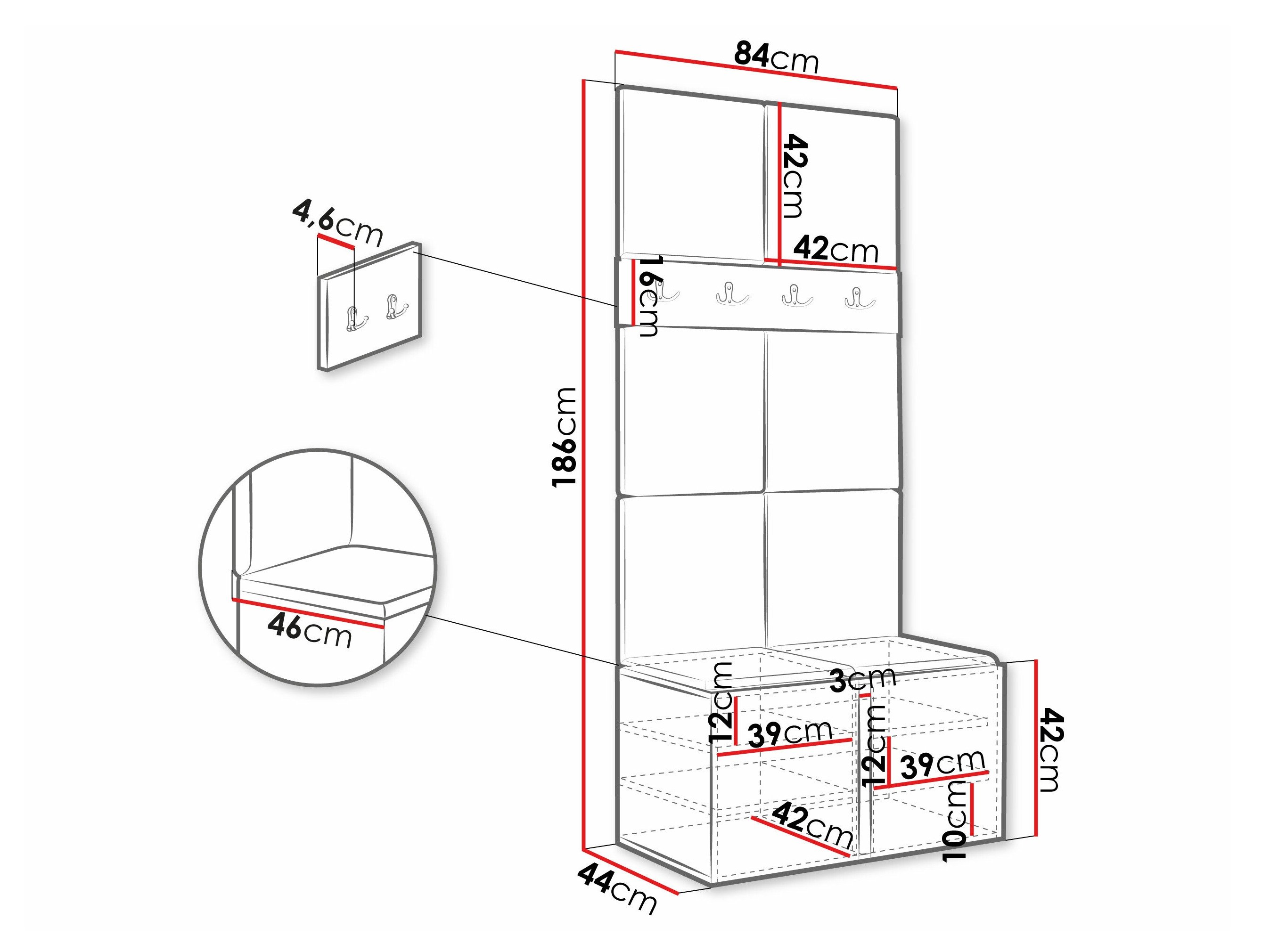 Meuble d'entrée Pinis IV (Graphite)