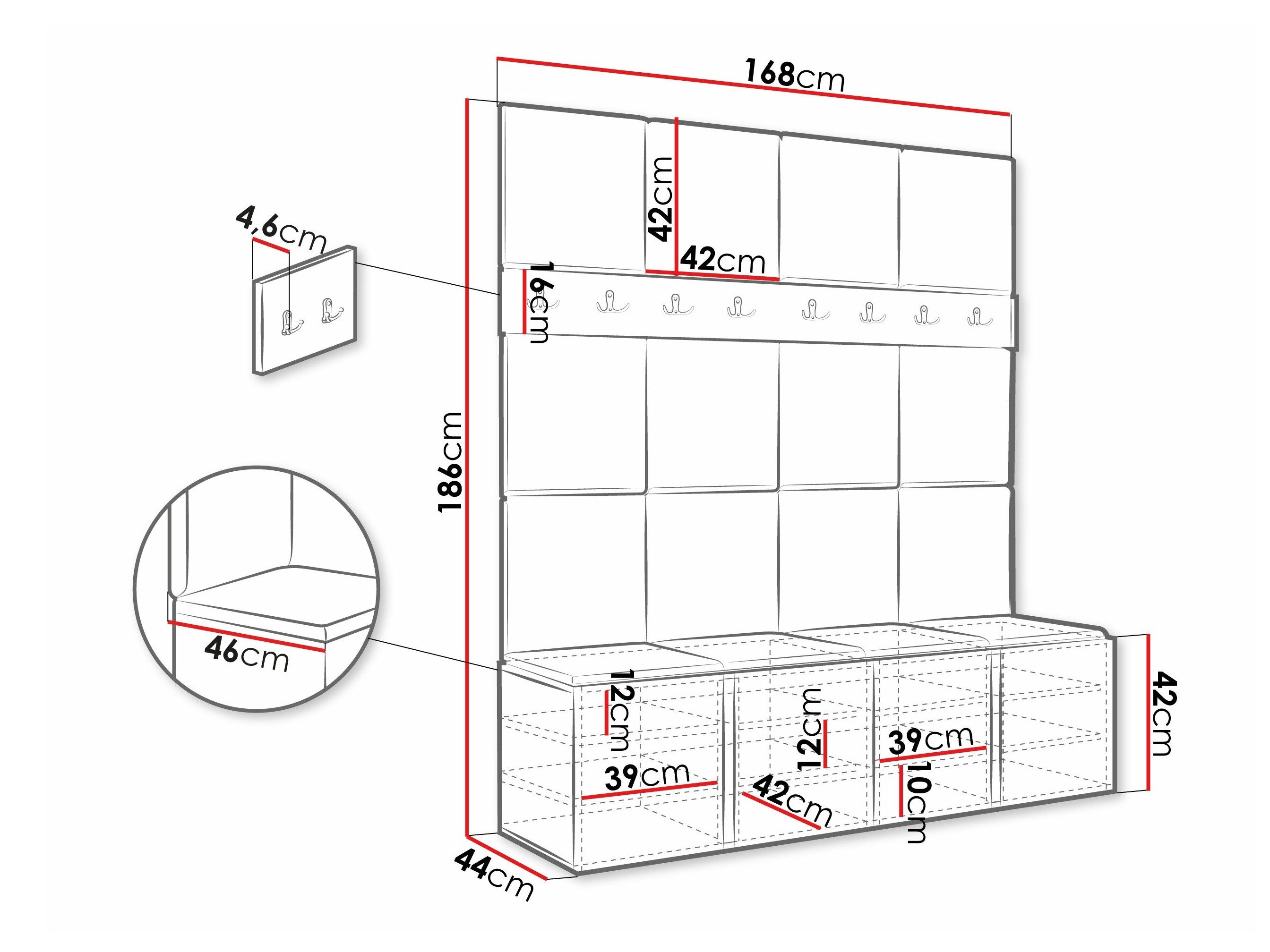 Meuble d'entrée Pinis V (Faux cuir Soft 011)