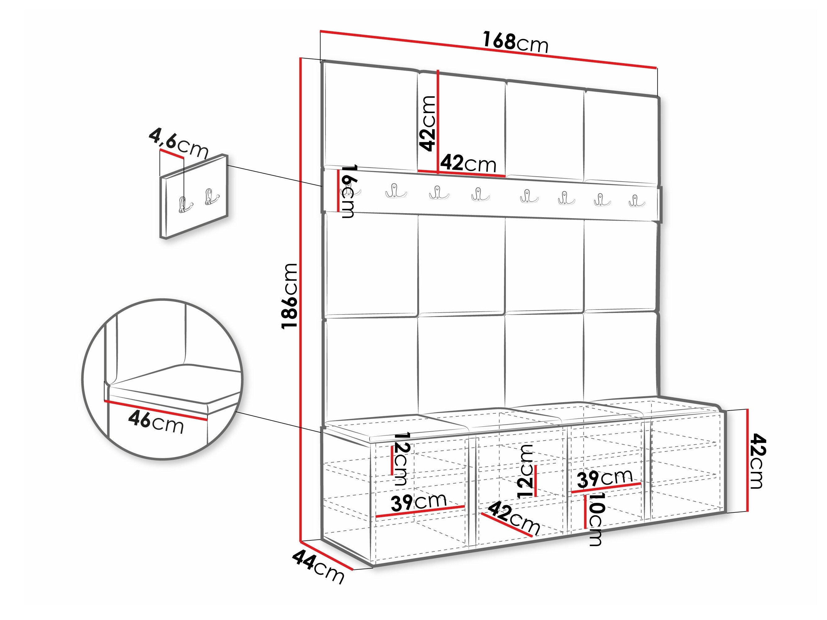 Meuble d'entrée Pinis V (Faux cuir Soft 017)