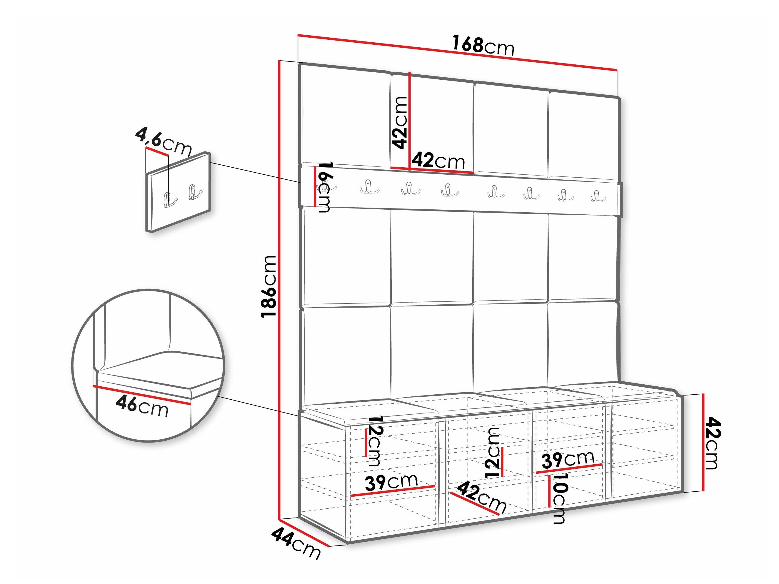Meuble d'entrée Pinis V (Faux cuir Soft 017)