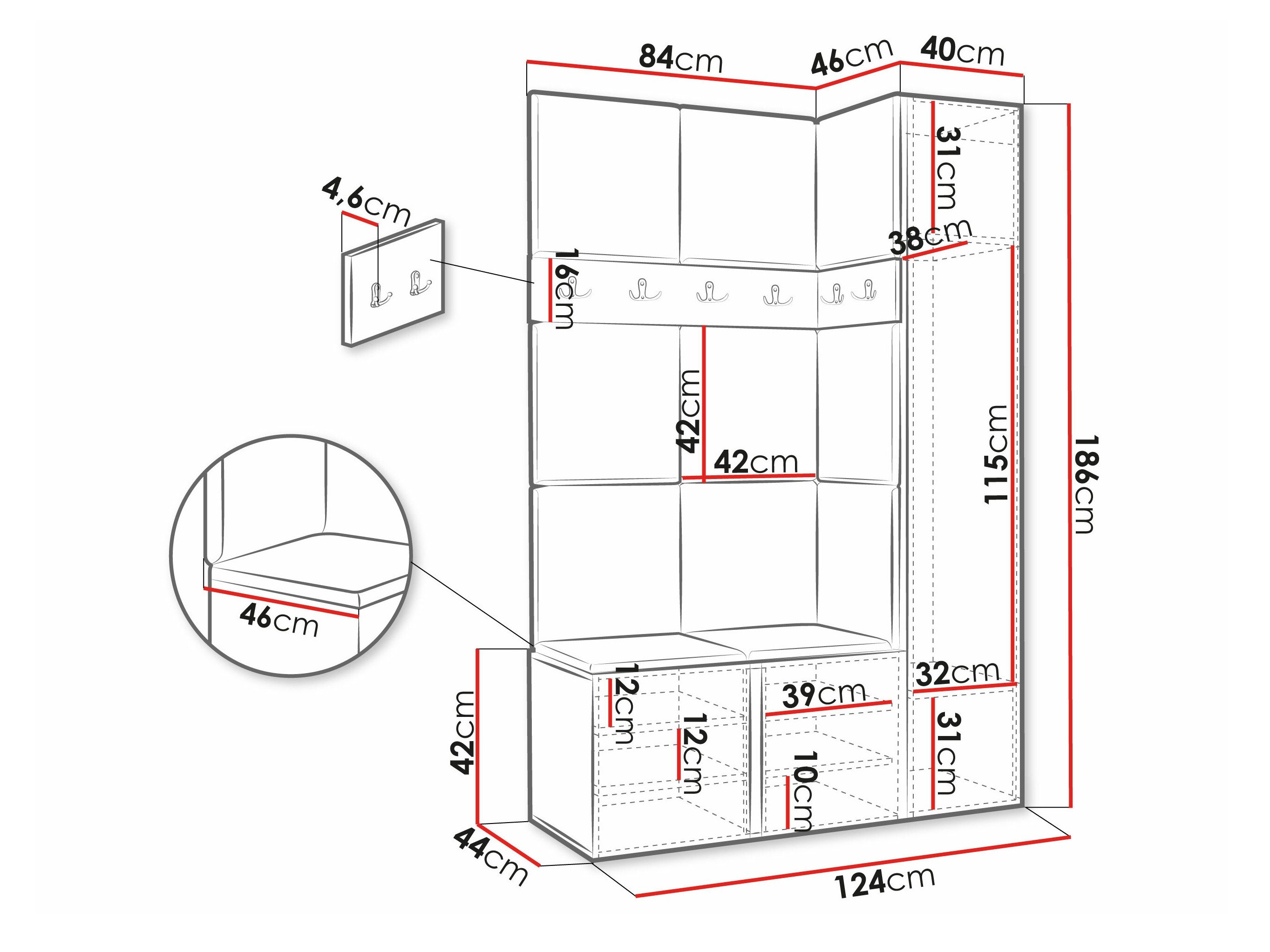 Meuble d'entrée Hartford 277 (Blanc)