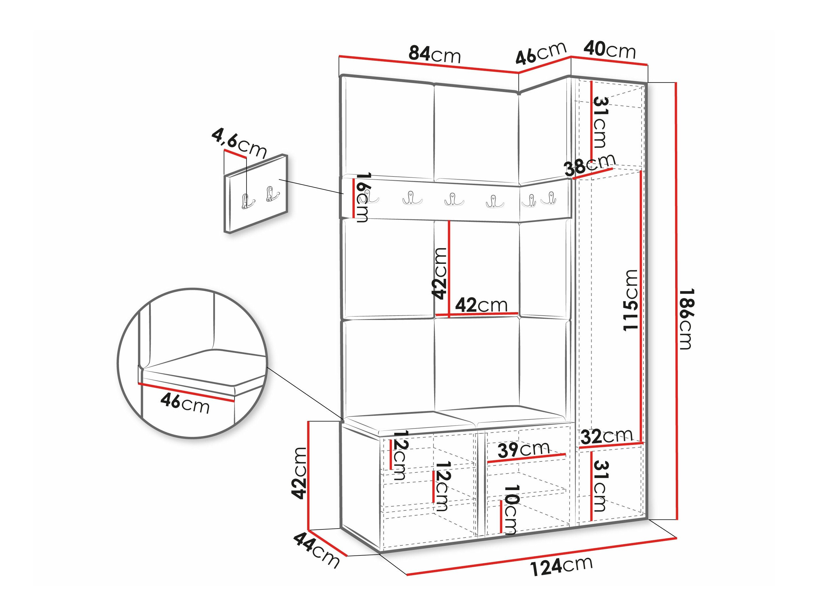 Meuble d'entrée Hartford 277 (Faux cuir Soft 011)