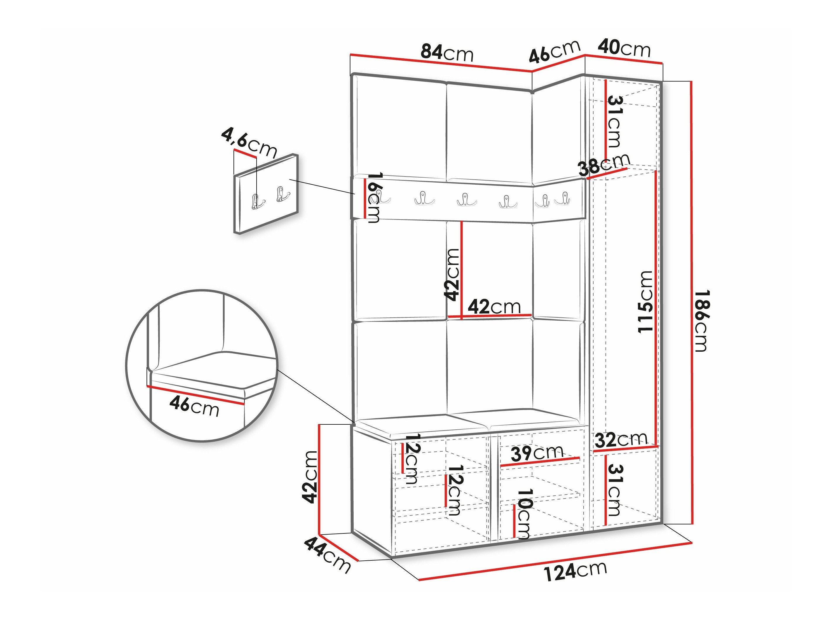 Meuble d'entrée Hartford 277 (Faux cuir Soft 011)