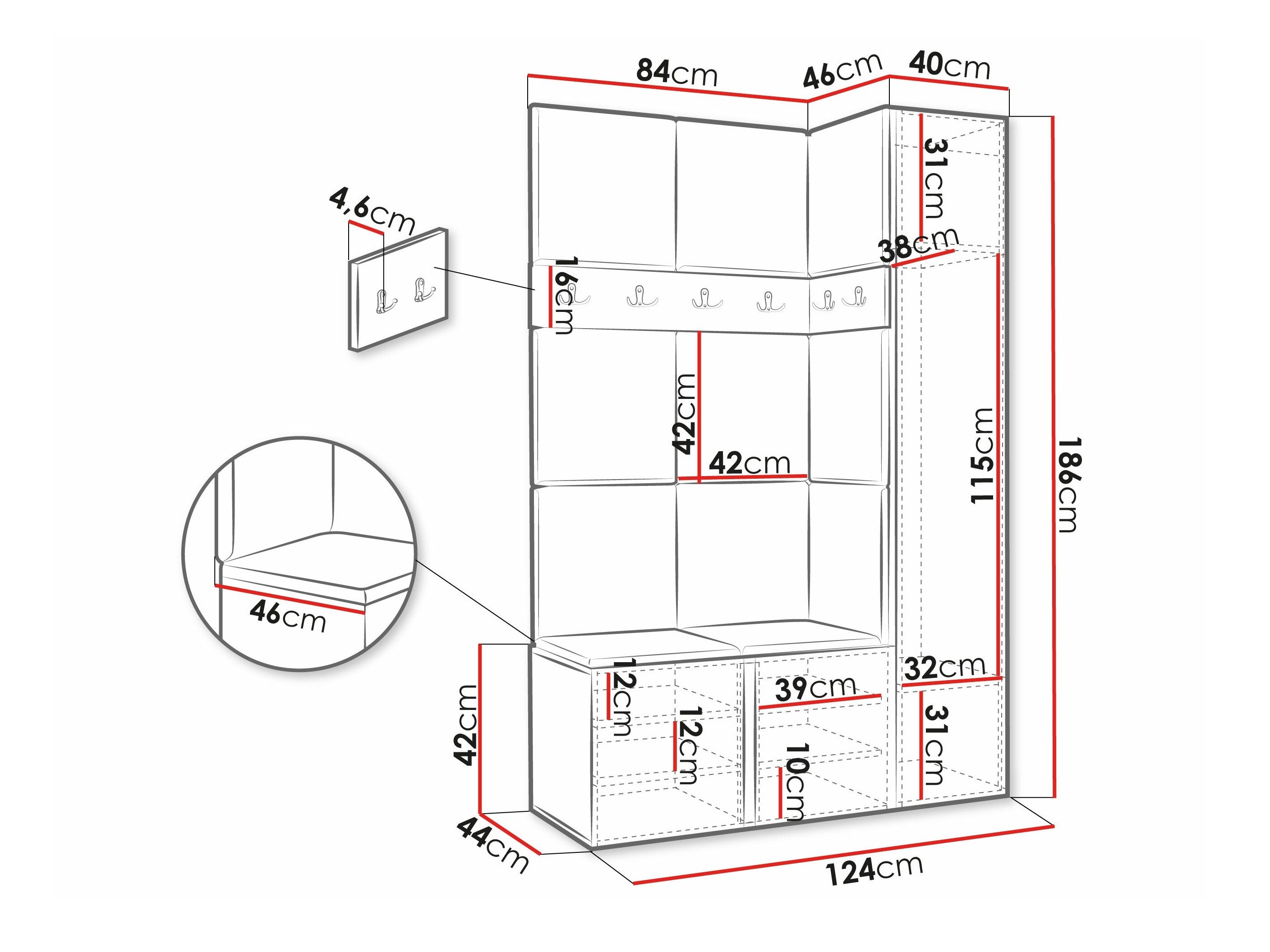 Meuble d'entrée Hartford 277 (Faux cuir Soft 011)