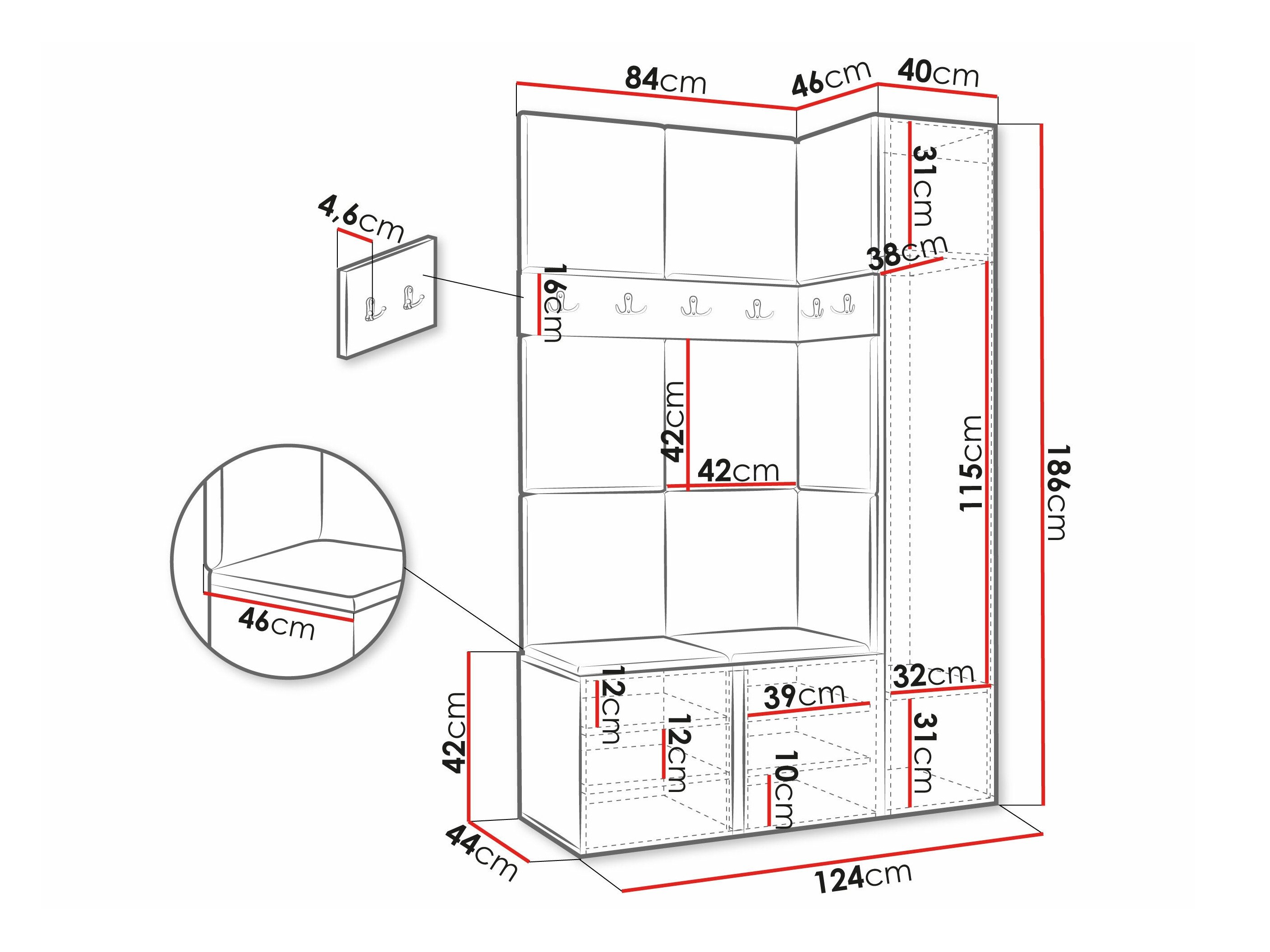 Meuble d'entrée Hartford 277 (Faux cuir Soft 017)
