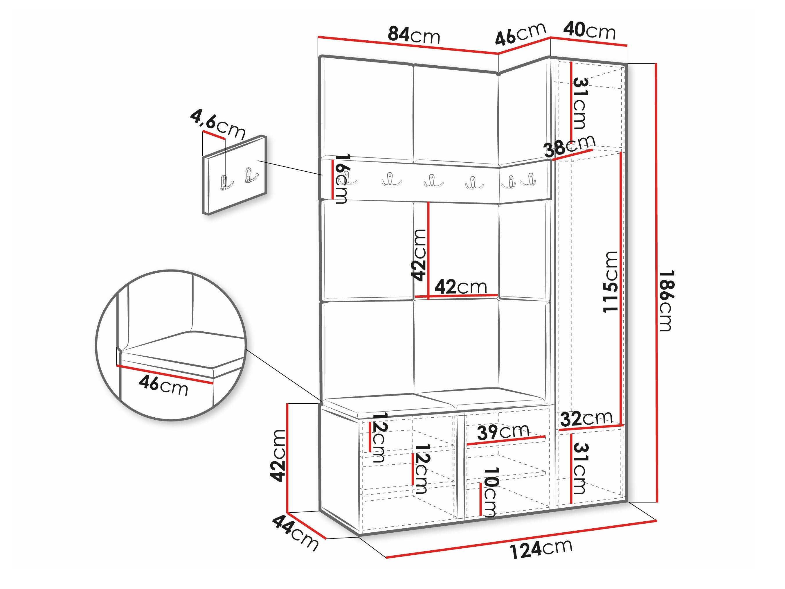 Meuble d'entrée Hartford 277 (Faux cuir Soft 017)