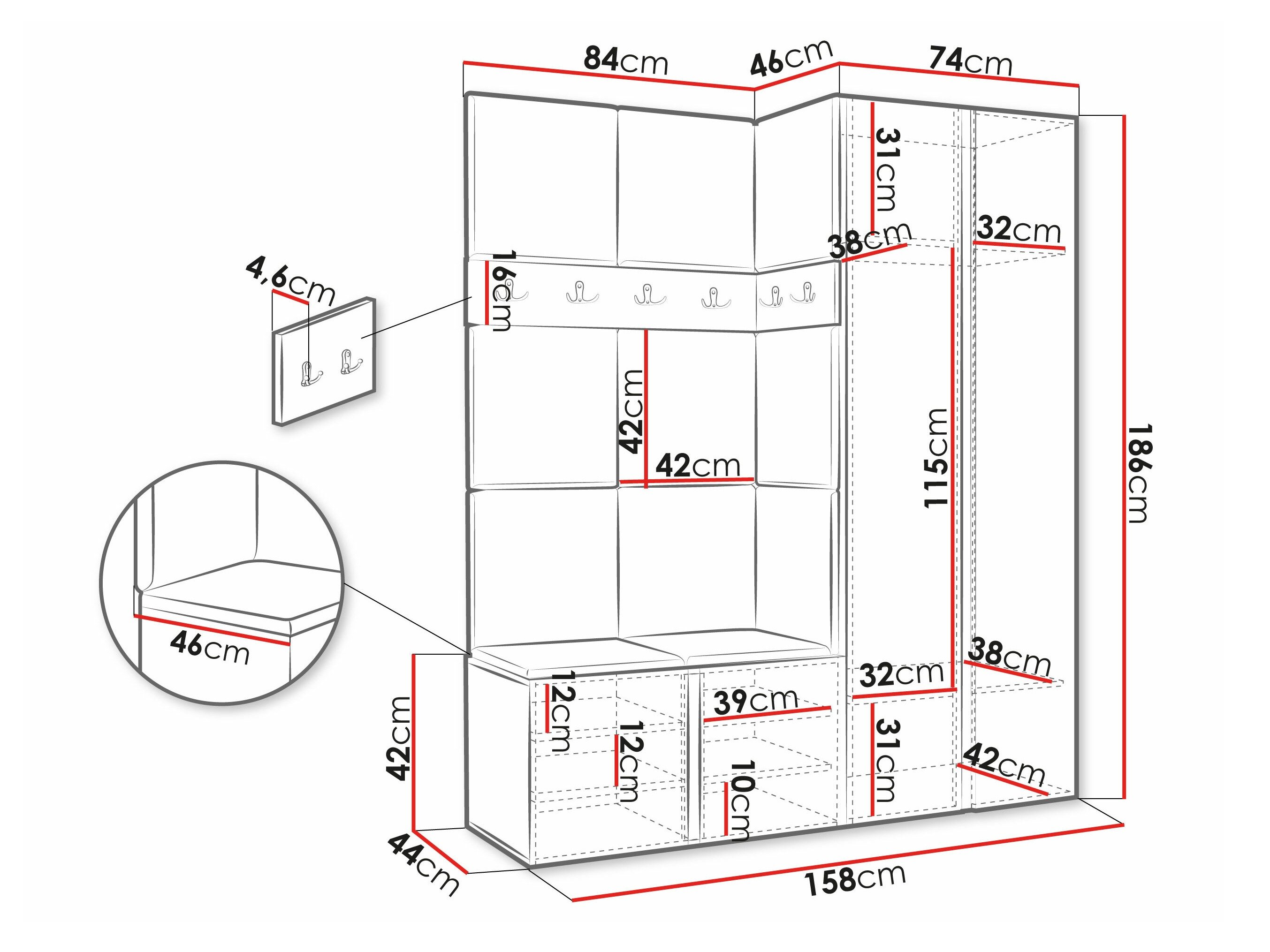 Meuble d'entrée Pinis X (Faux cuir Soft 011)