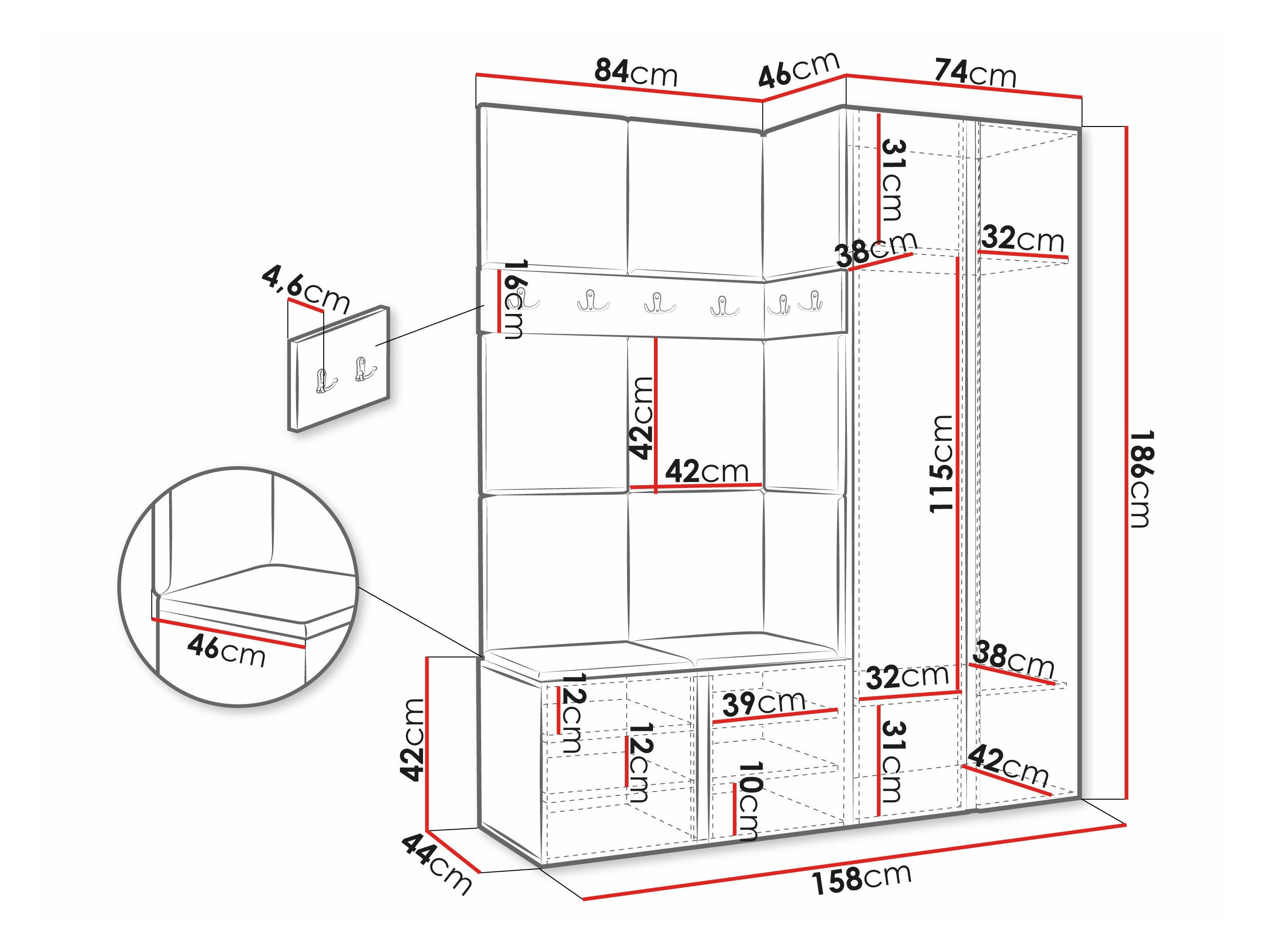 Meuble d'entrée Pinis X (Faux cuir Soft 011)