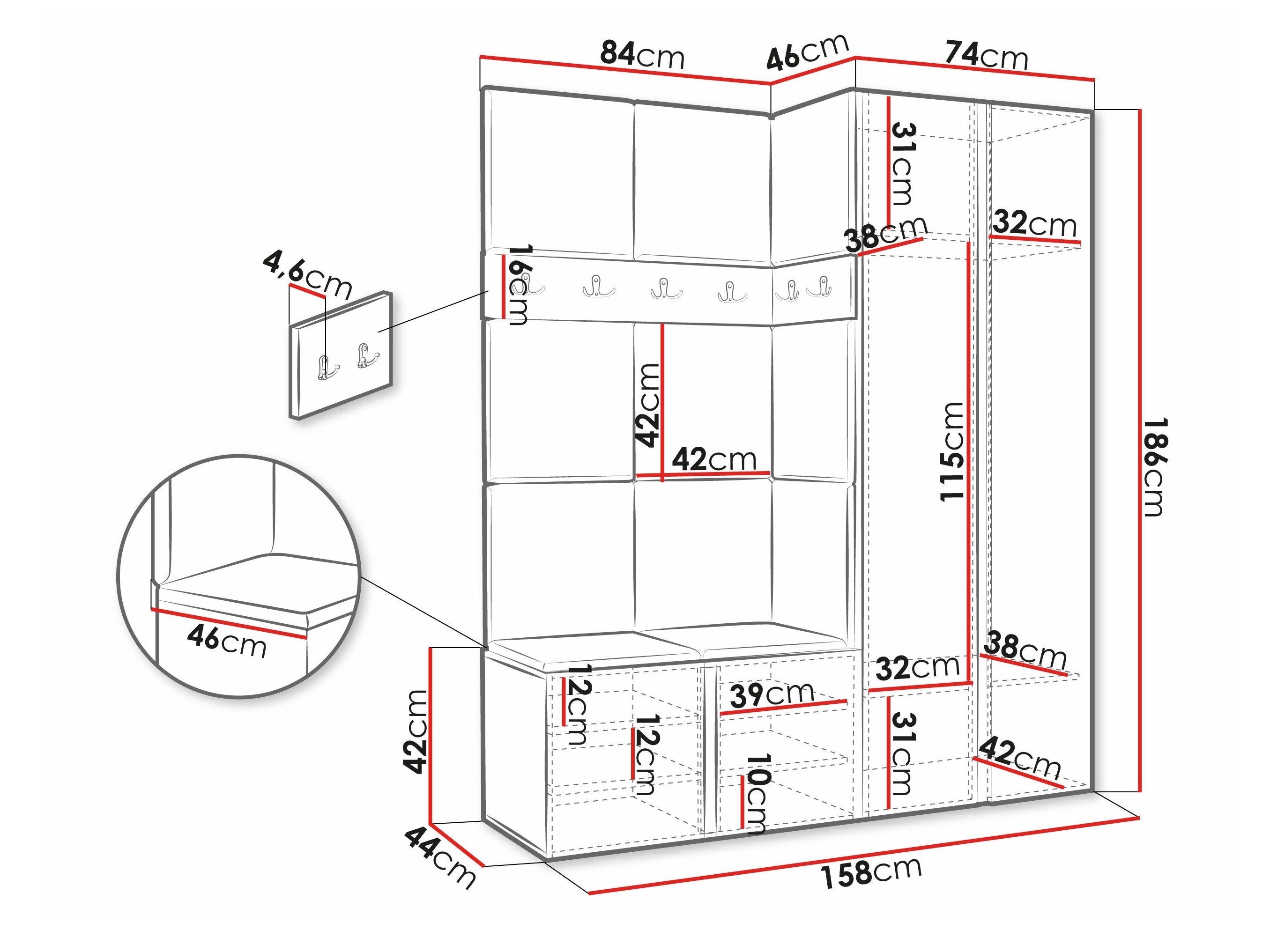 Meuble d'entrée Pinis X (Faux cuir Soft 017)