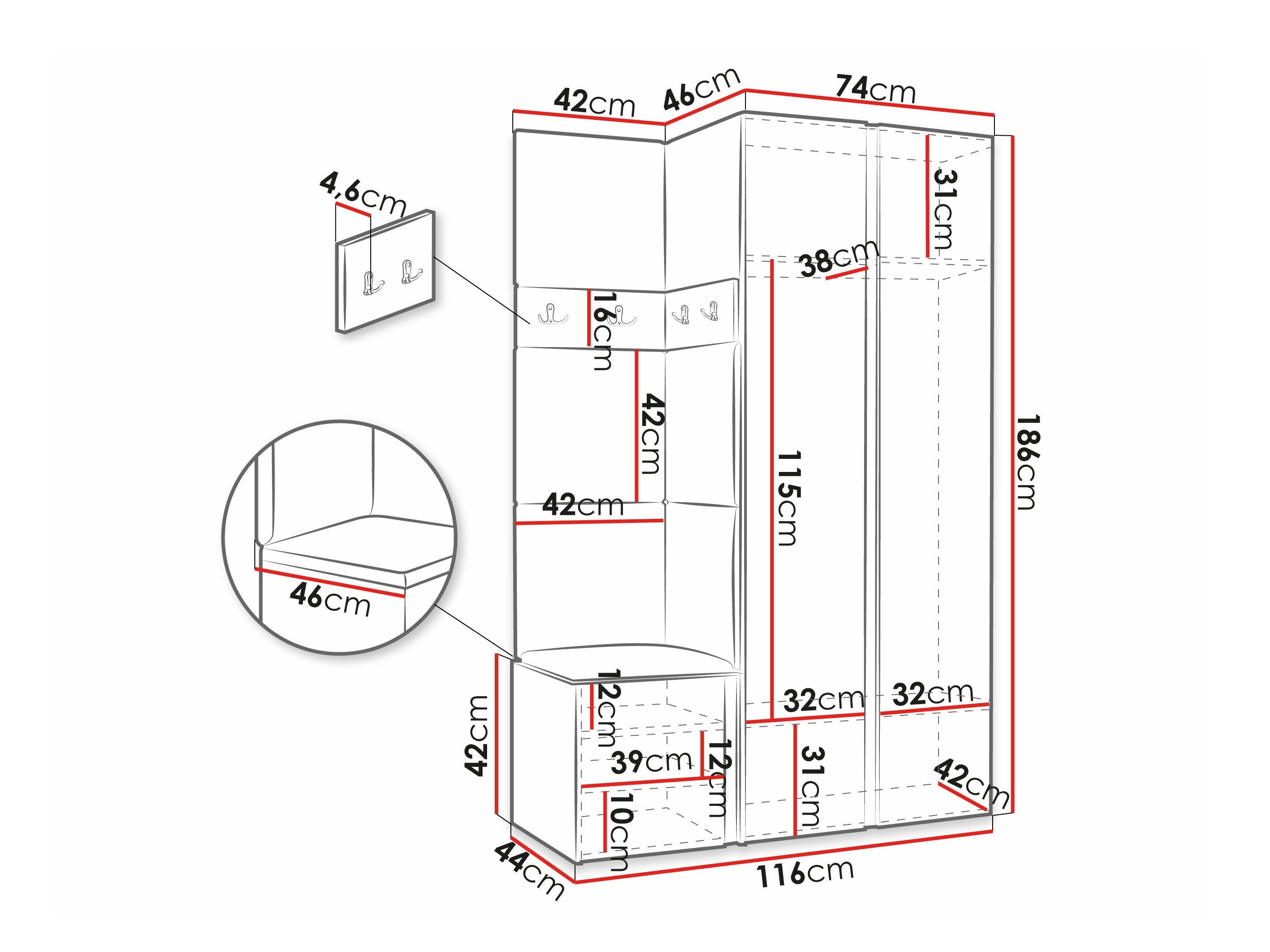 Meuble d'entrée Pinis XXVI (Blanc)