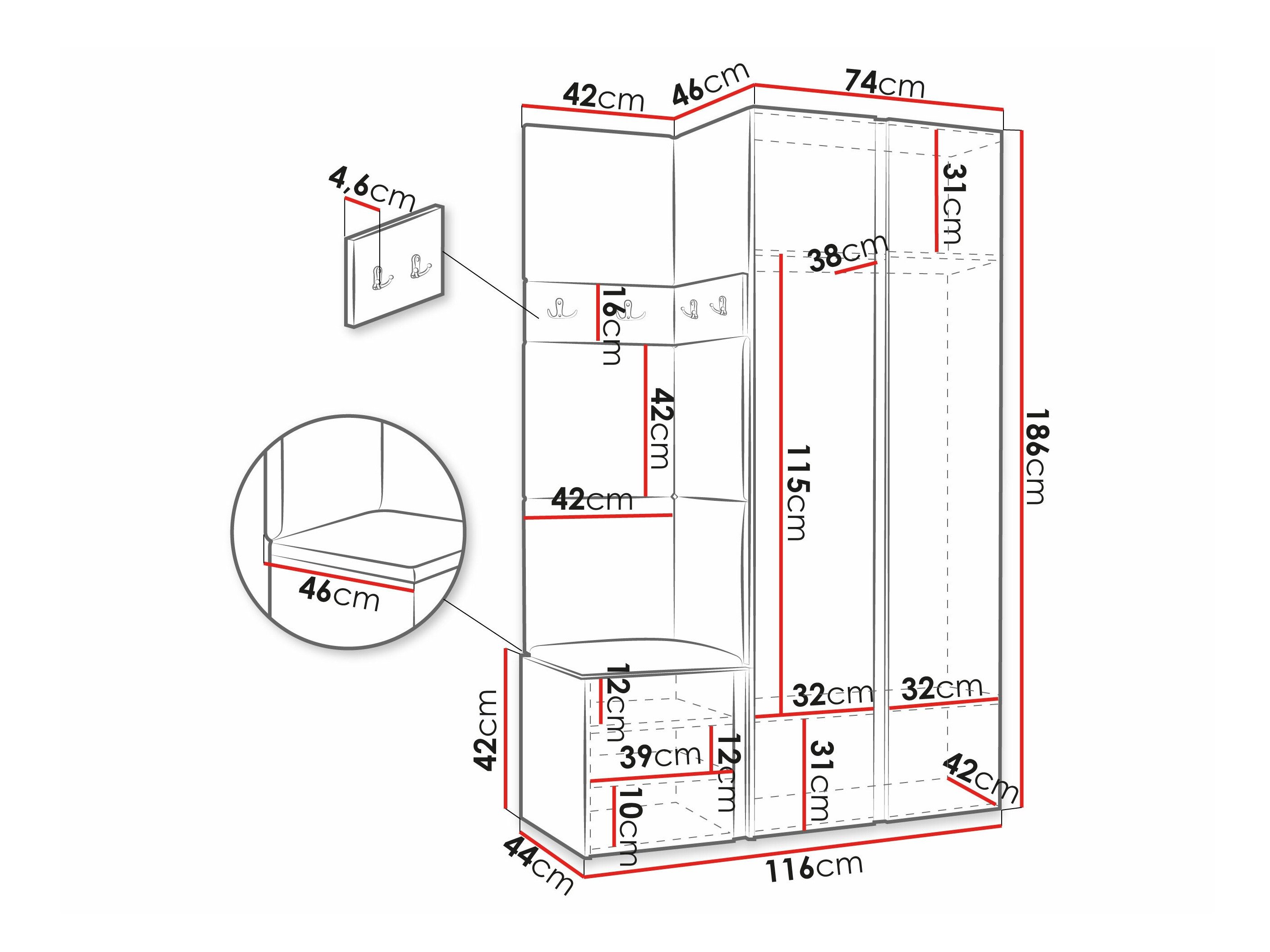 Meuble d'entrée Pinis XXVI (Chêne Artisan + Noir)
