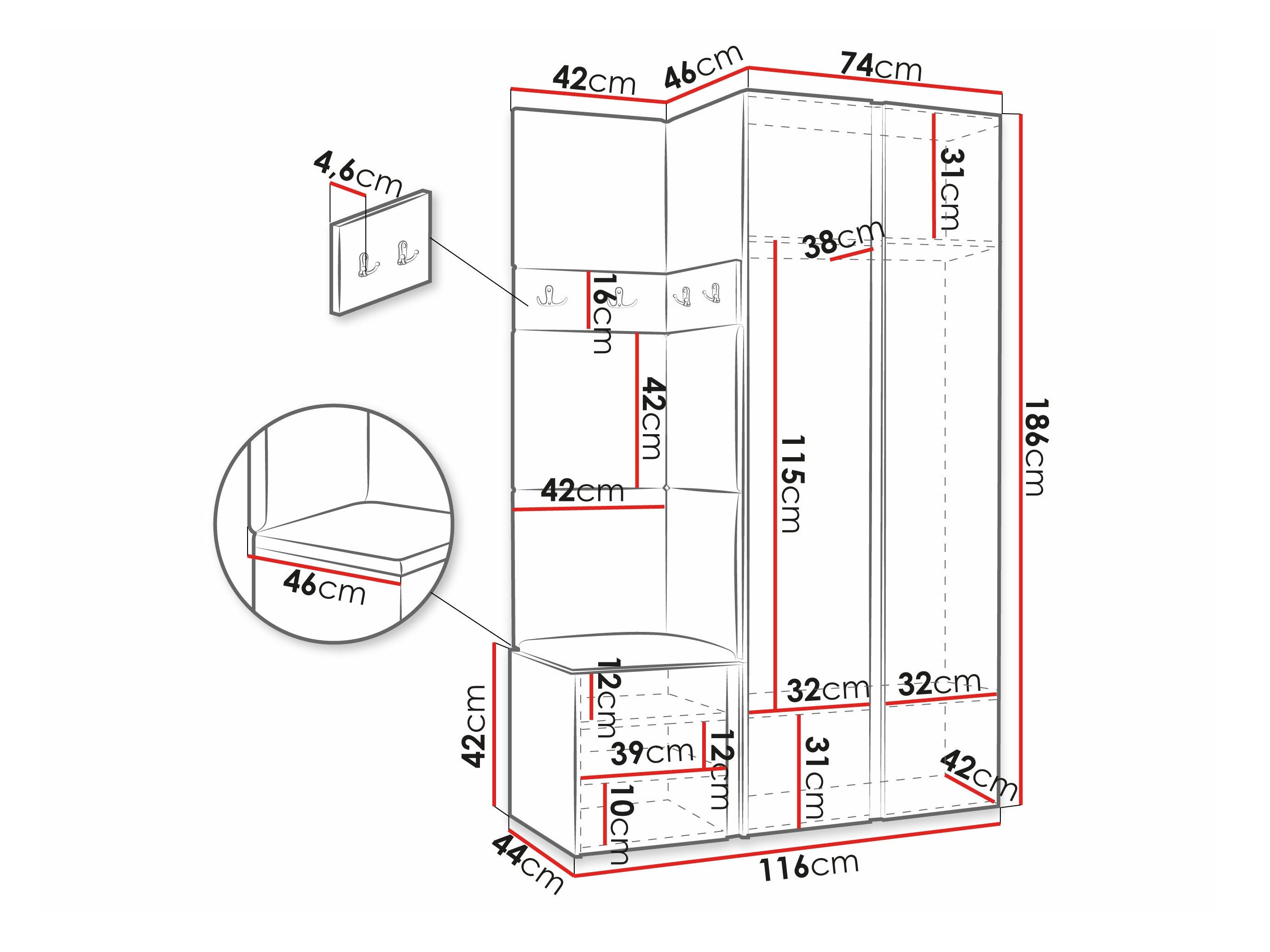 Meuble d'entrée Pinis XXVI (Chêne Artisan + Noir)