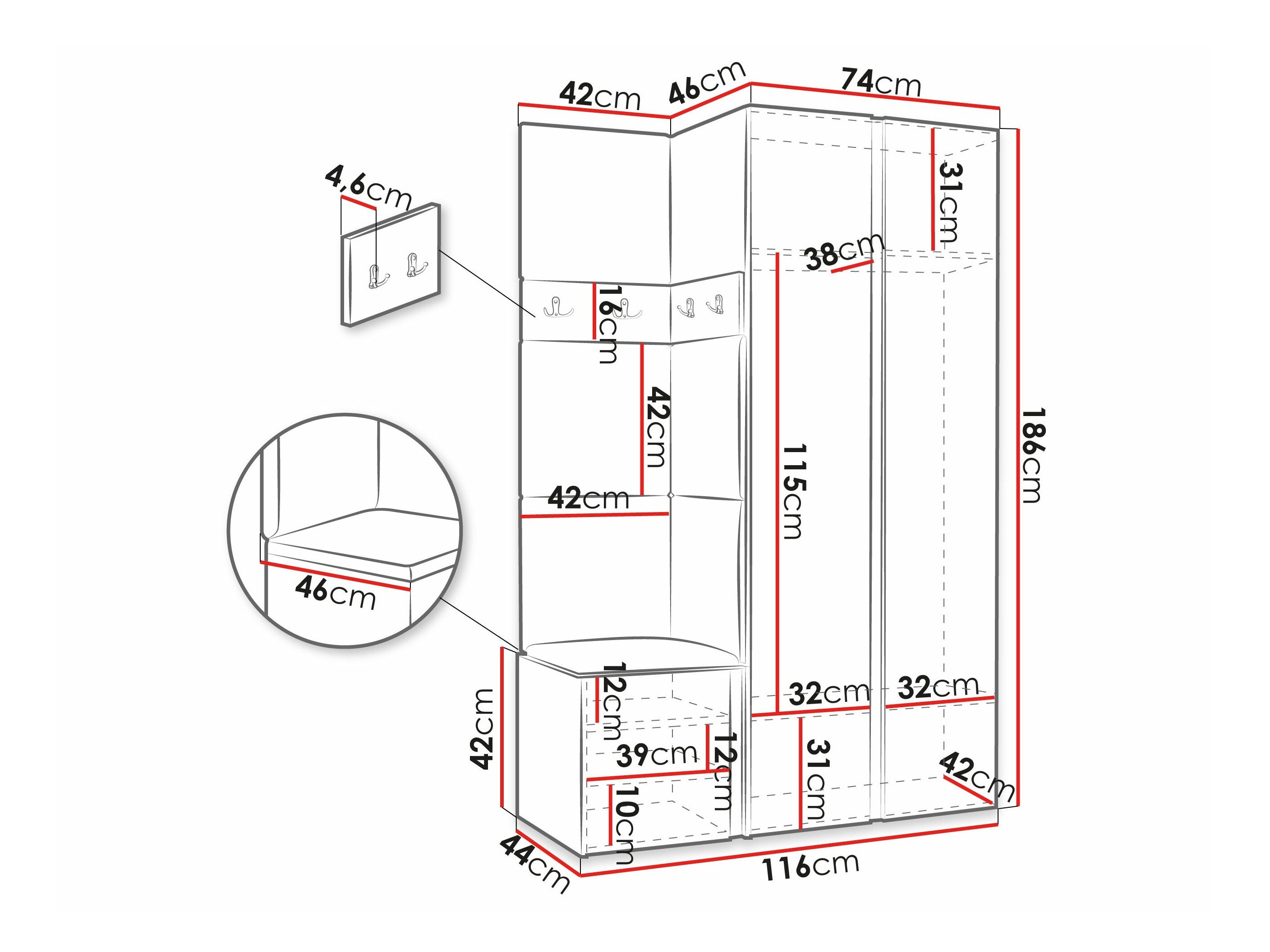 Meuble d'entrée Pinis XXVI (Chêne Artisan + Noir)