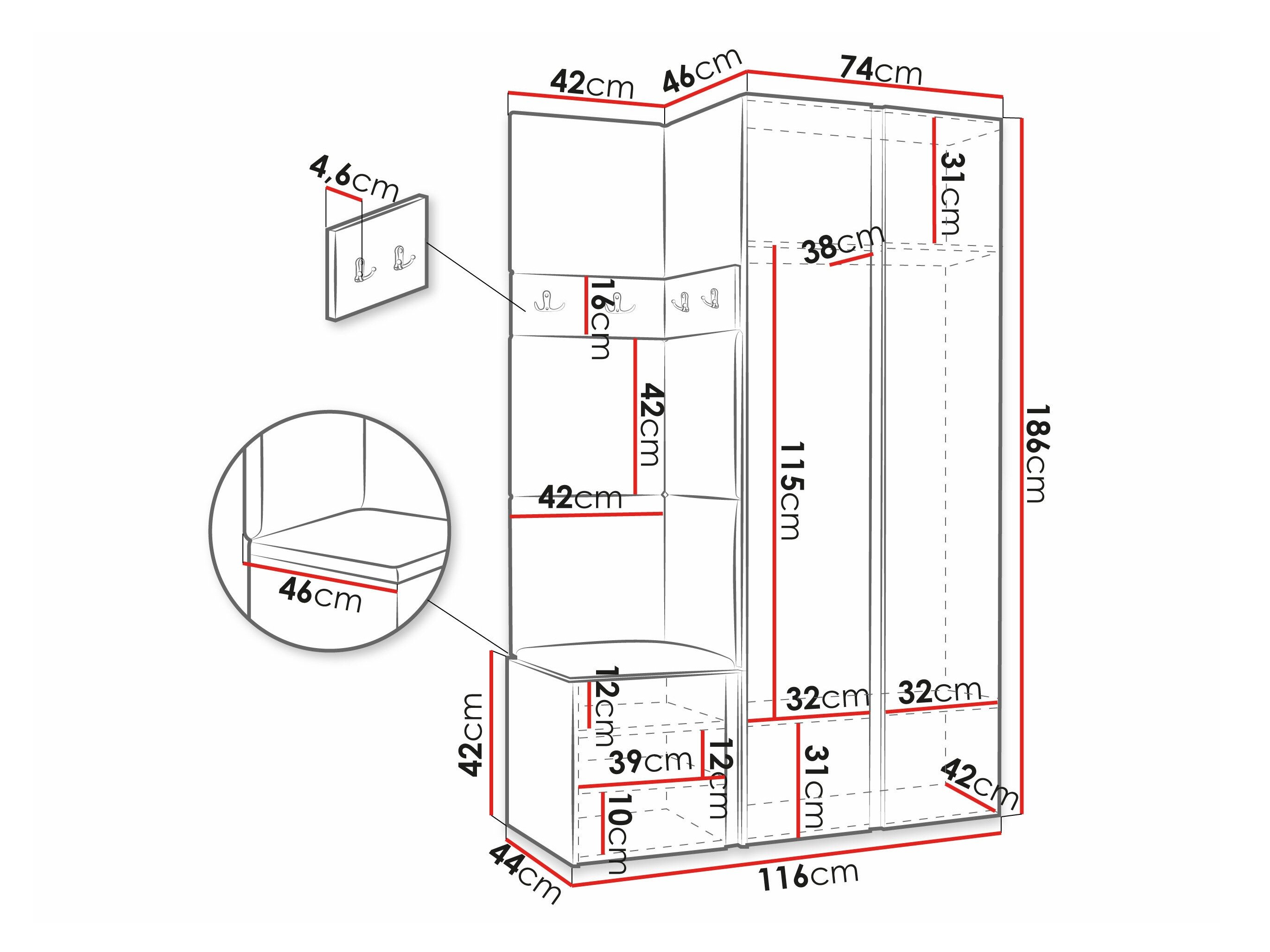 Meuble d'entrée Pinis XXVI (Chêne Artisan + Noir)