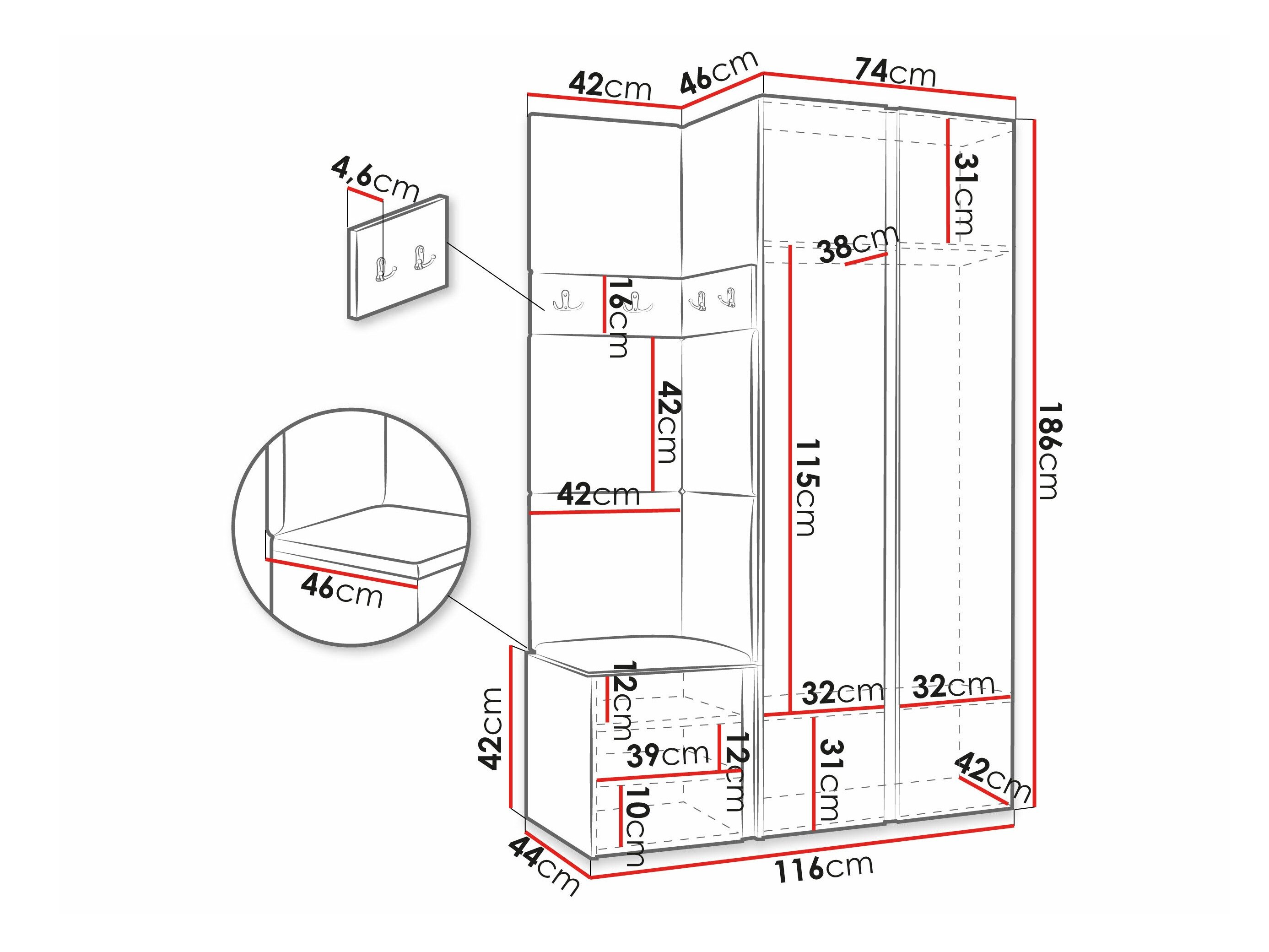 Meuble d'entrée Pinis XXVI (Chêne Artisan + Noir)