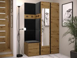 Meuble d'entrée Pinis XXVI (Chêne Artisan + Noir)