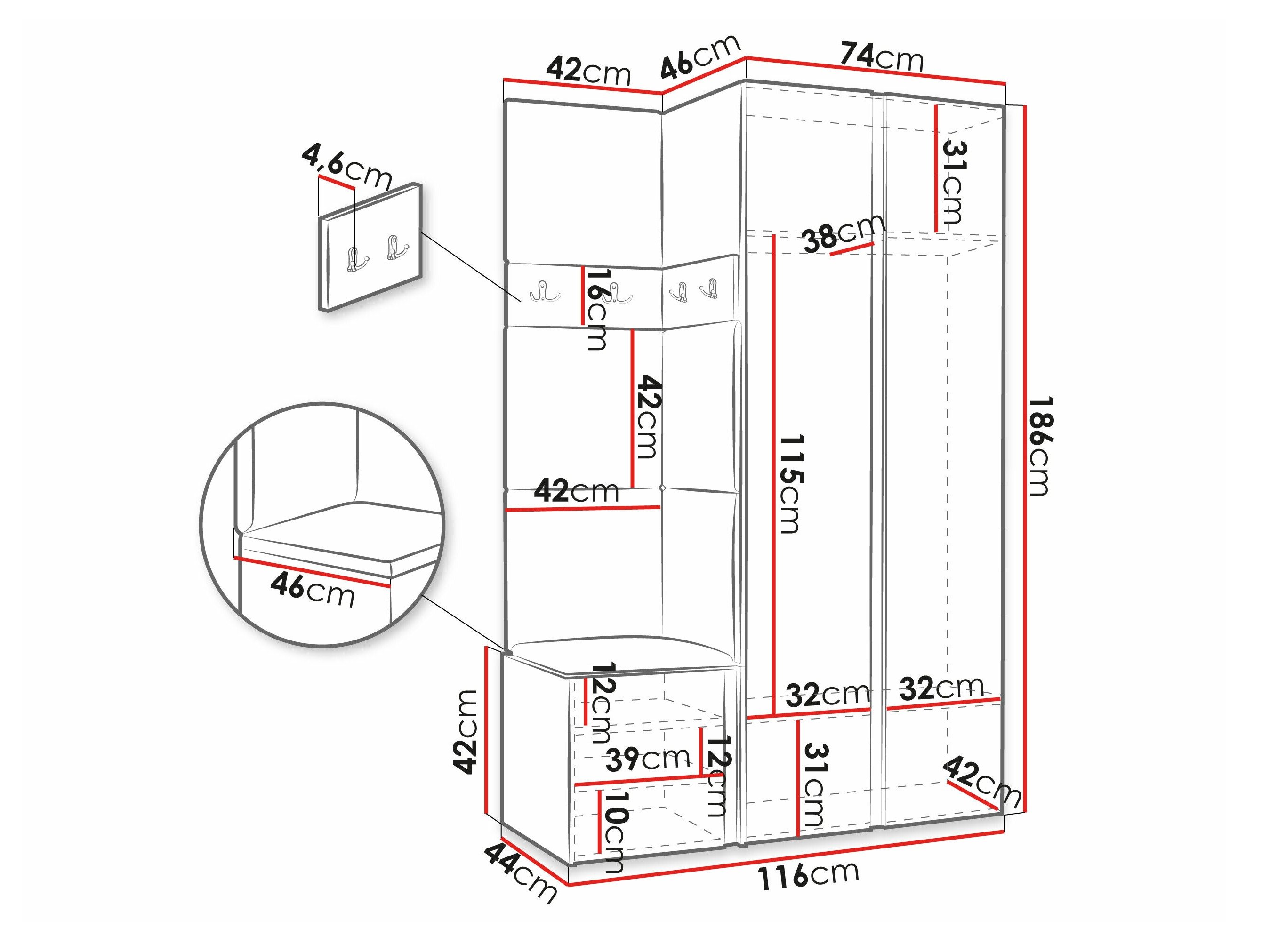 Meuble d'entrée Pinis XXVI (Chêne Artisan + Noir)