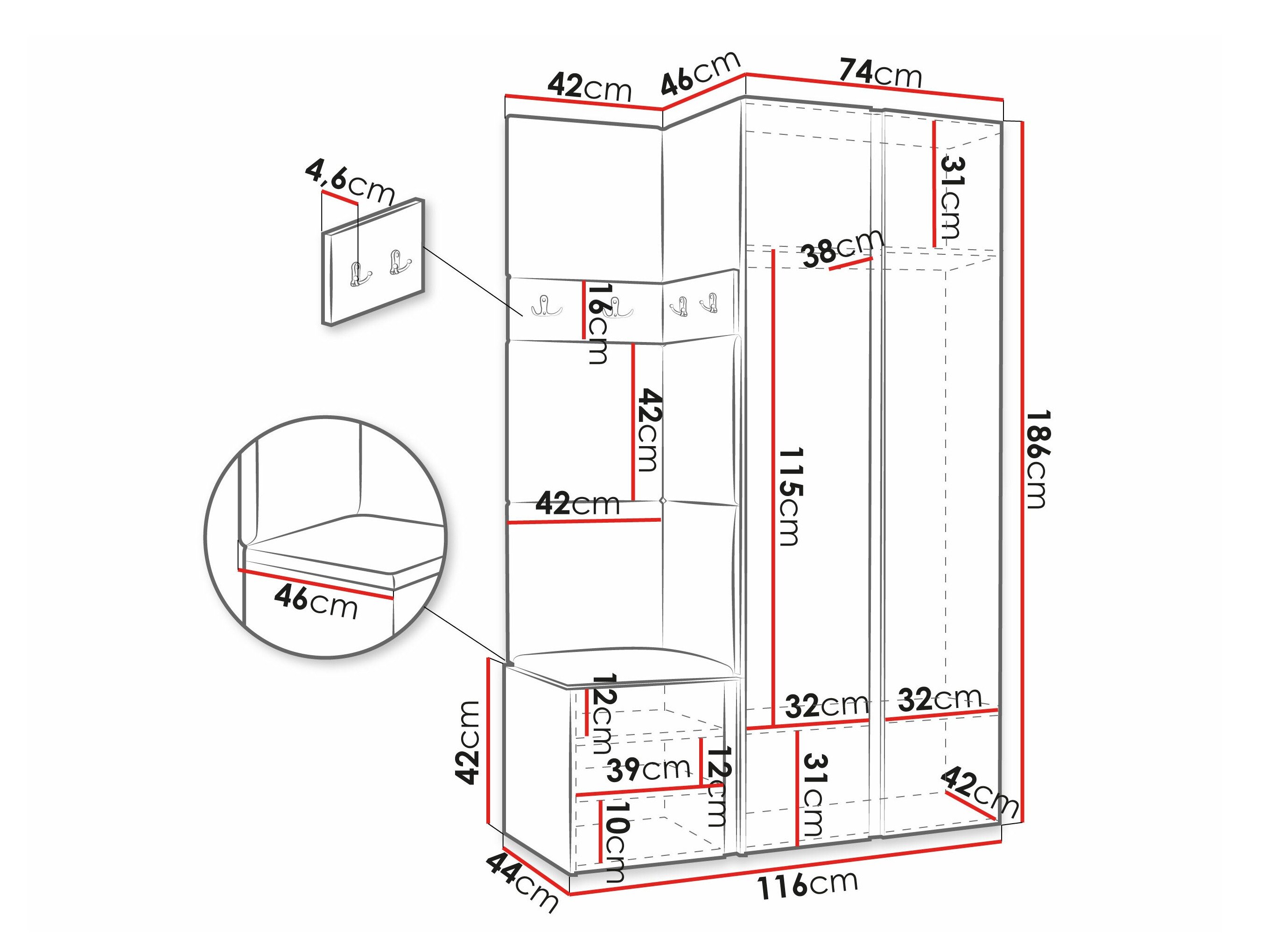 Meuble d'entrée Pinis XXVI (Graphite)