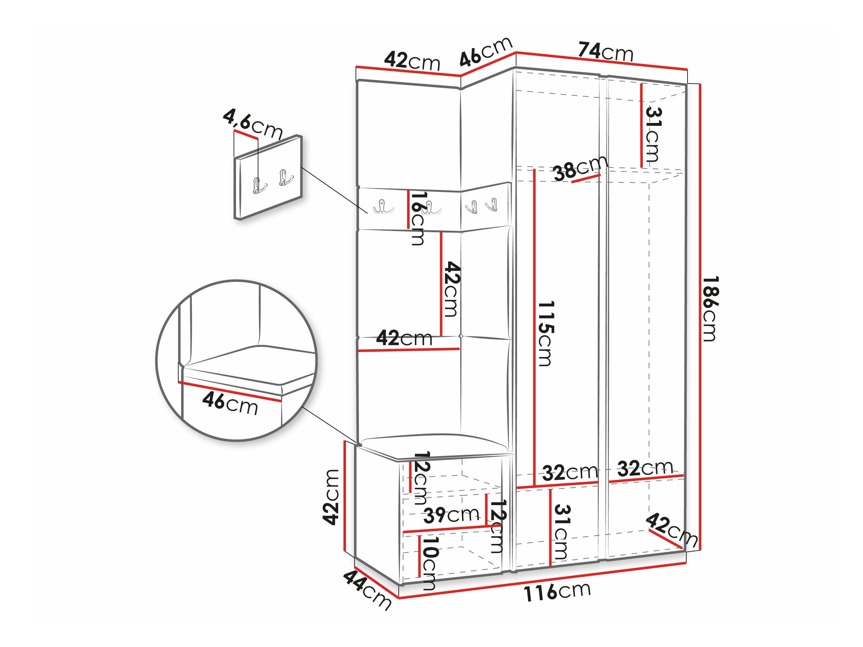 Meuble d'entrée Pinis XXVI (Graphite)