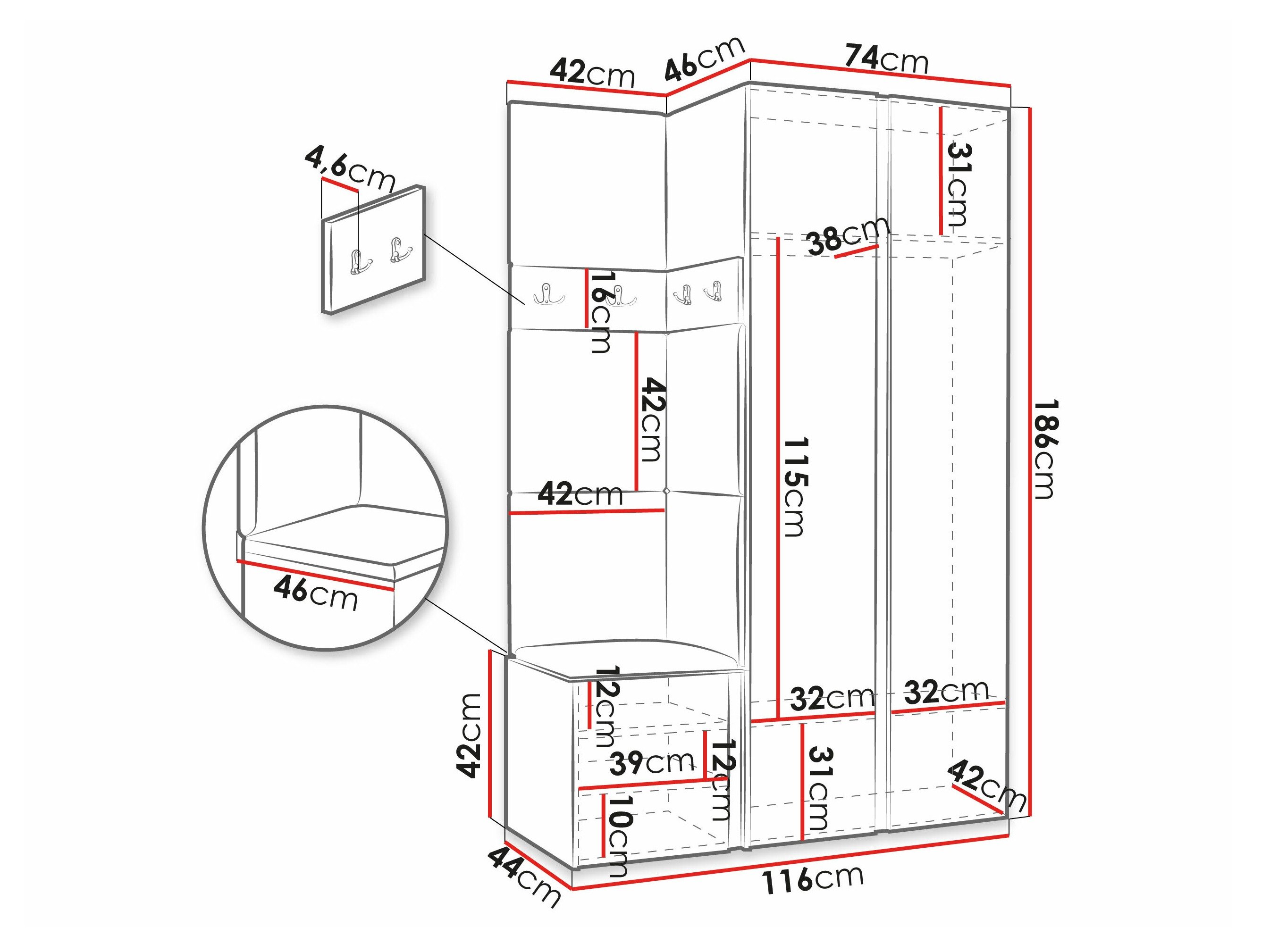 Meuble d'entrée Pinis XXVI (Graphite)
