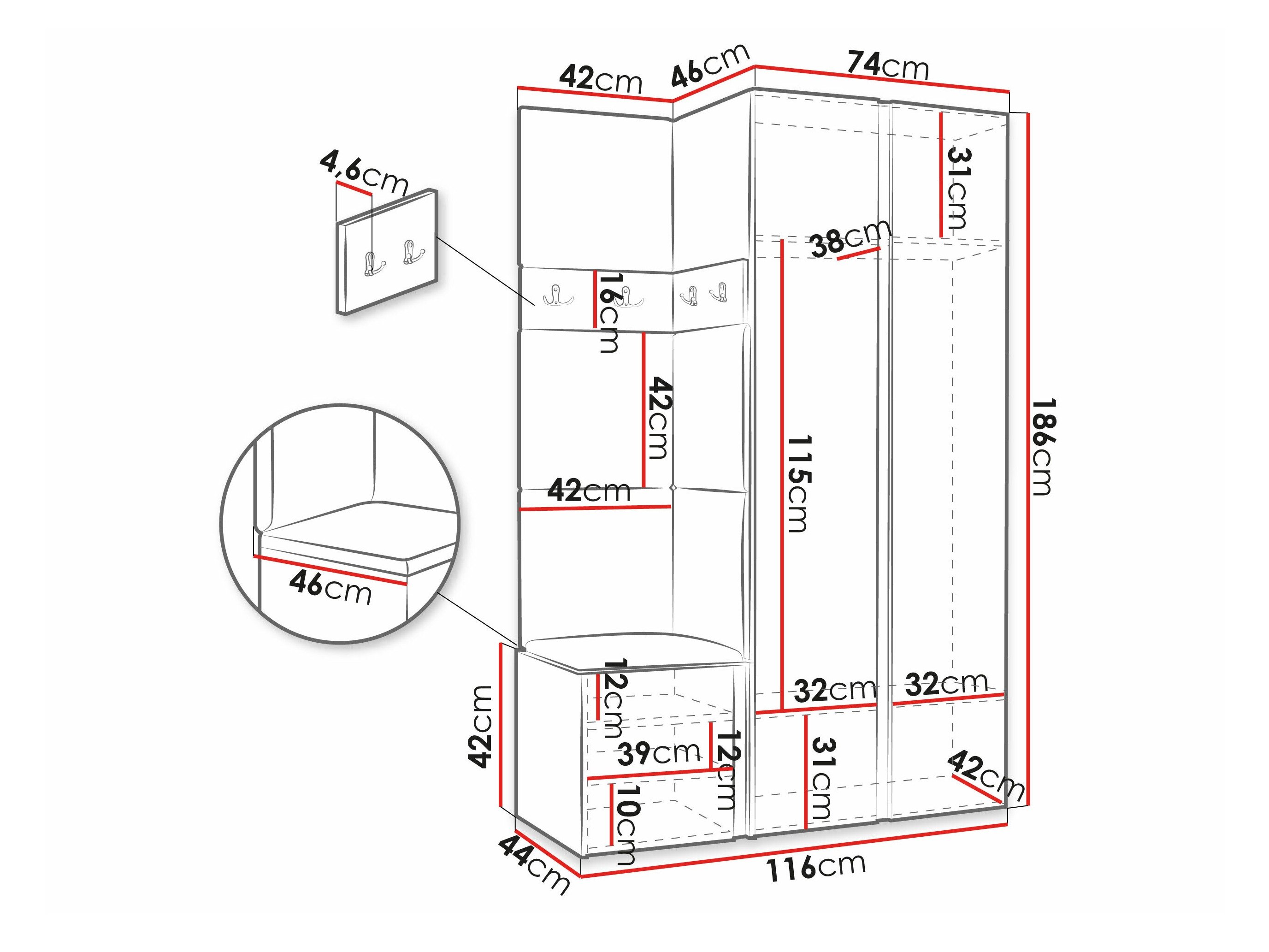 Meuble d'entrée Pinis XXVI (Graphite)