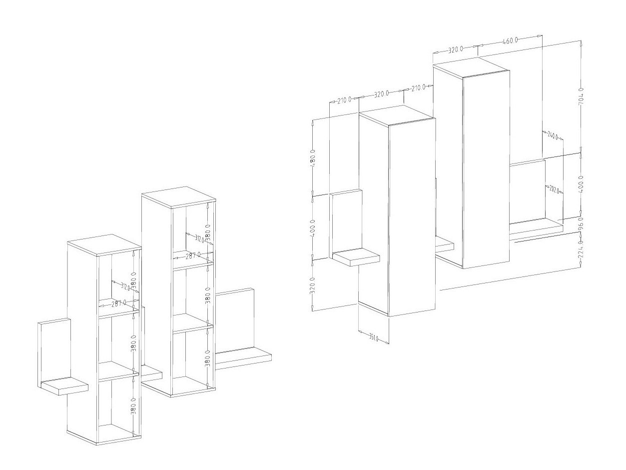 Armoire murale Lutiva 101 (Anthracite + Ribbec chêne)