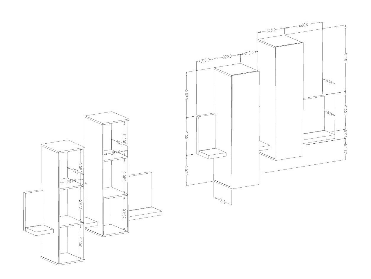 Armoire murale Lutiva 101 (Blanc + Béton)