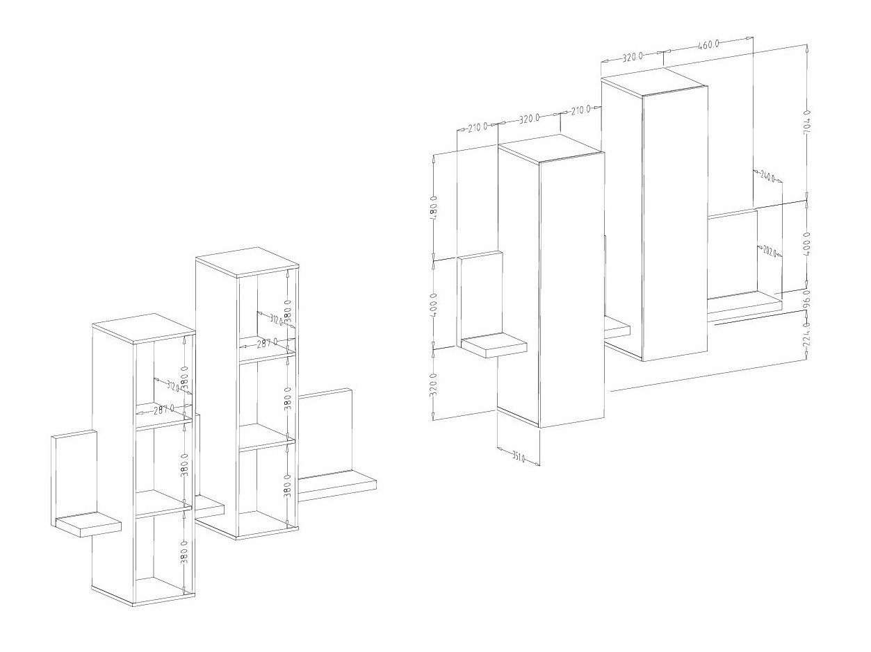 Armoire murale Lutiva 101 (Matera gris + Épicéa foncé)
