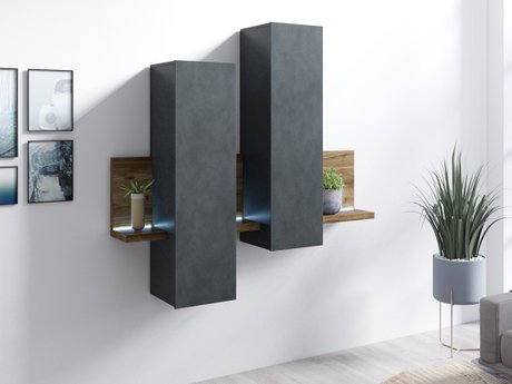 Armoire murale Lutiva 101 (Matera gris + Épicéa foncé)