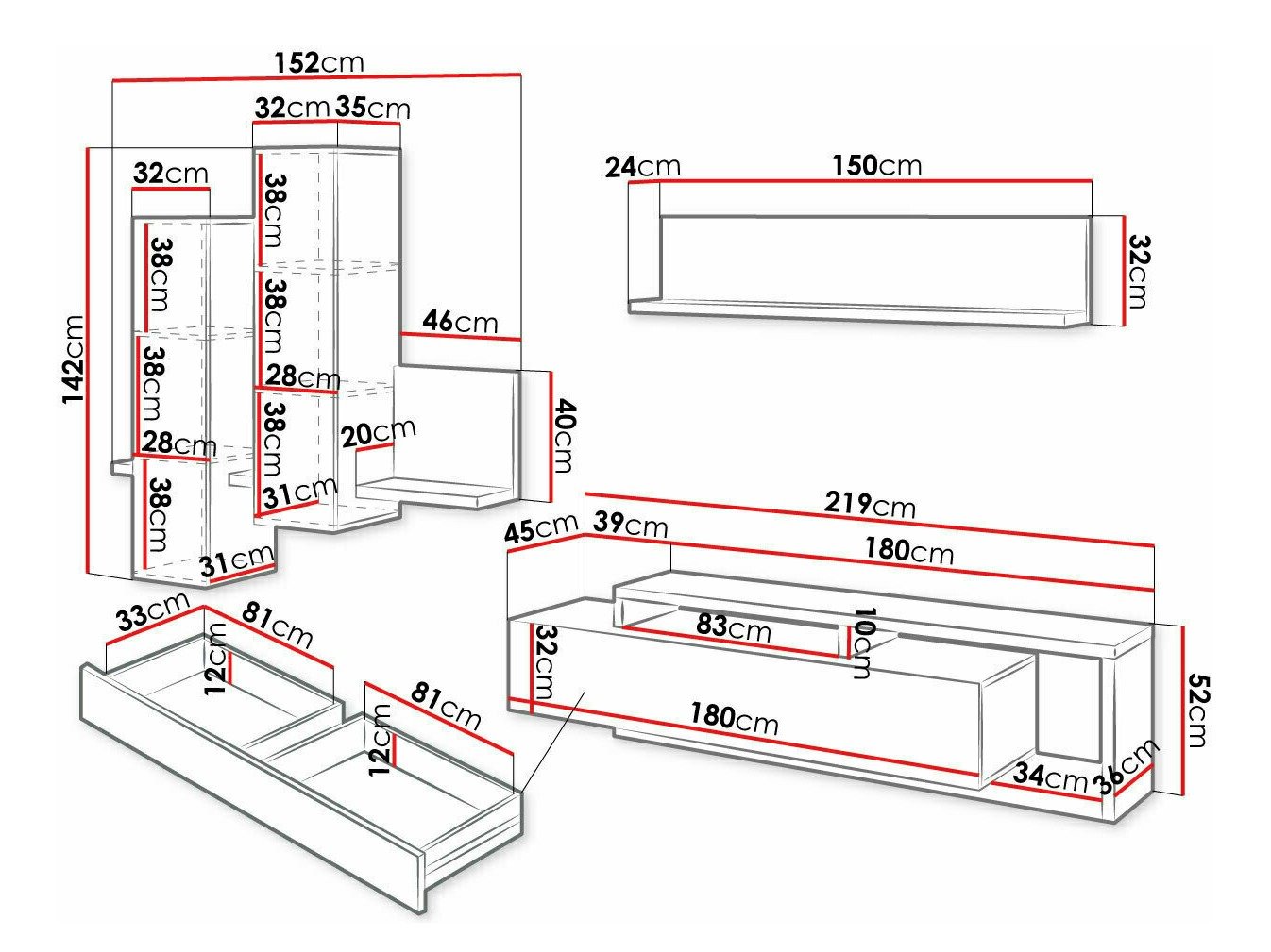 Ensemble de salon Lutiva 100 (Matera gris + Épicéa foncé)