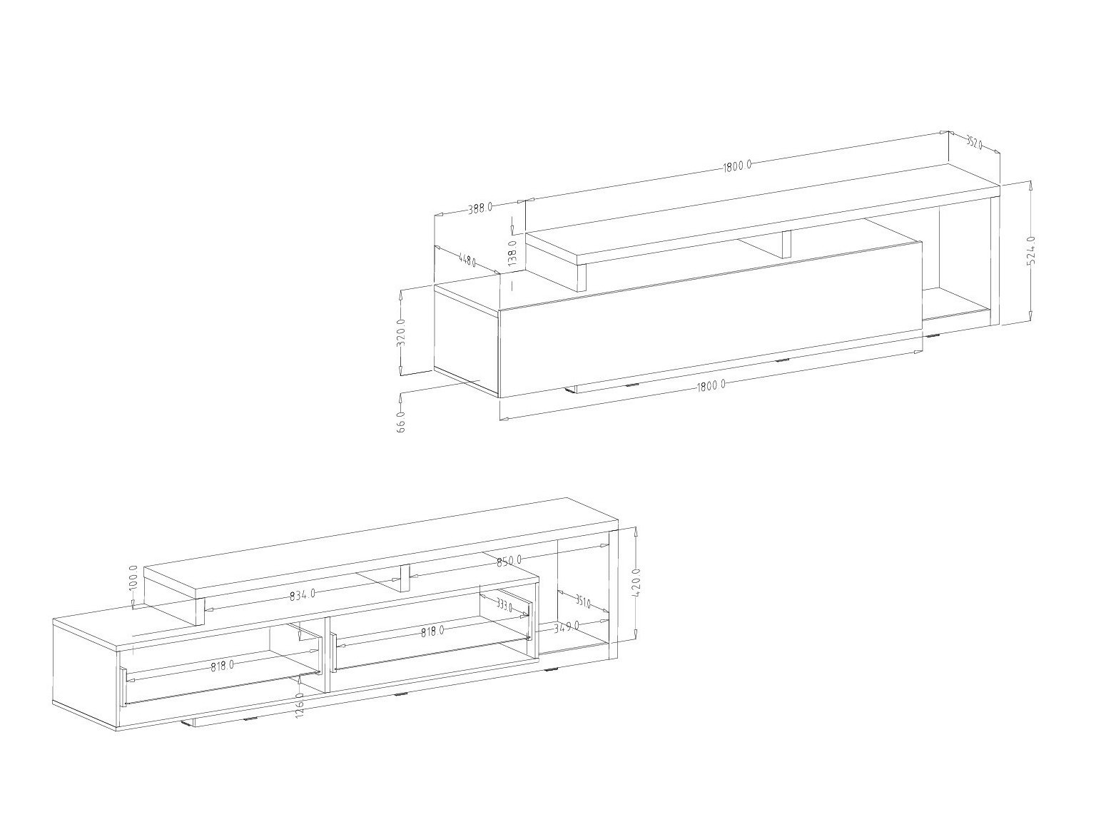 Meuble TV Lutiva 103 (Blanc + Béton)