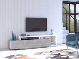 Meuble TV Lutiva 103 (Blanc + Béton)