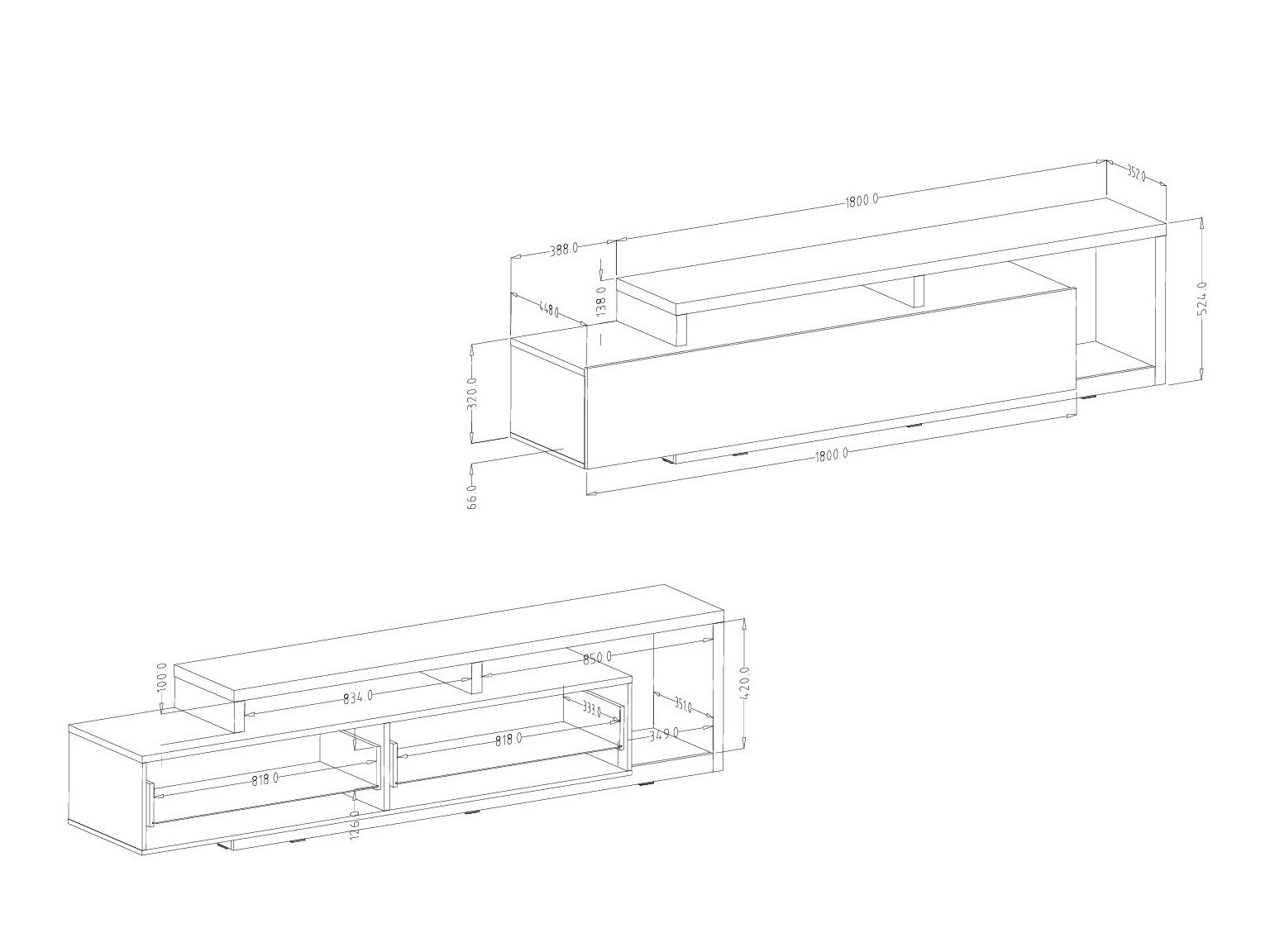 Meuble TV Lutiva 103 (Noir mat)