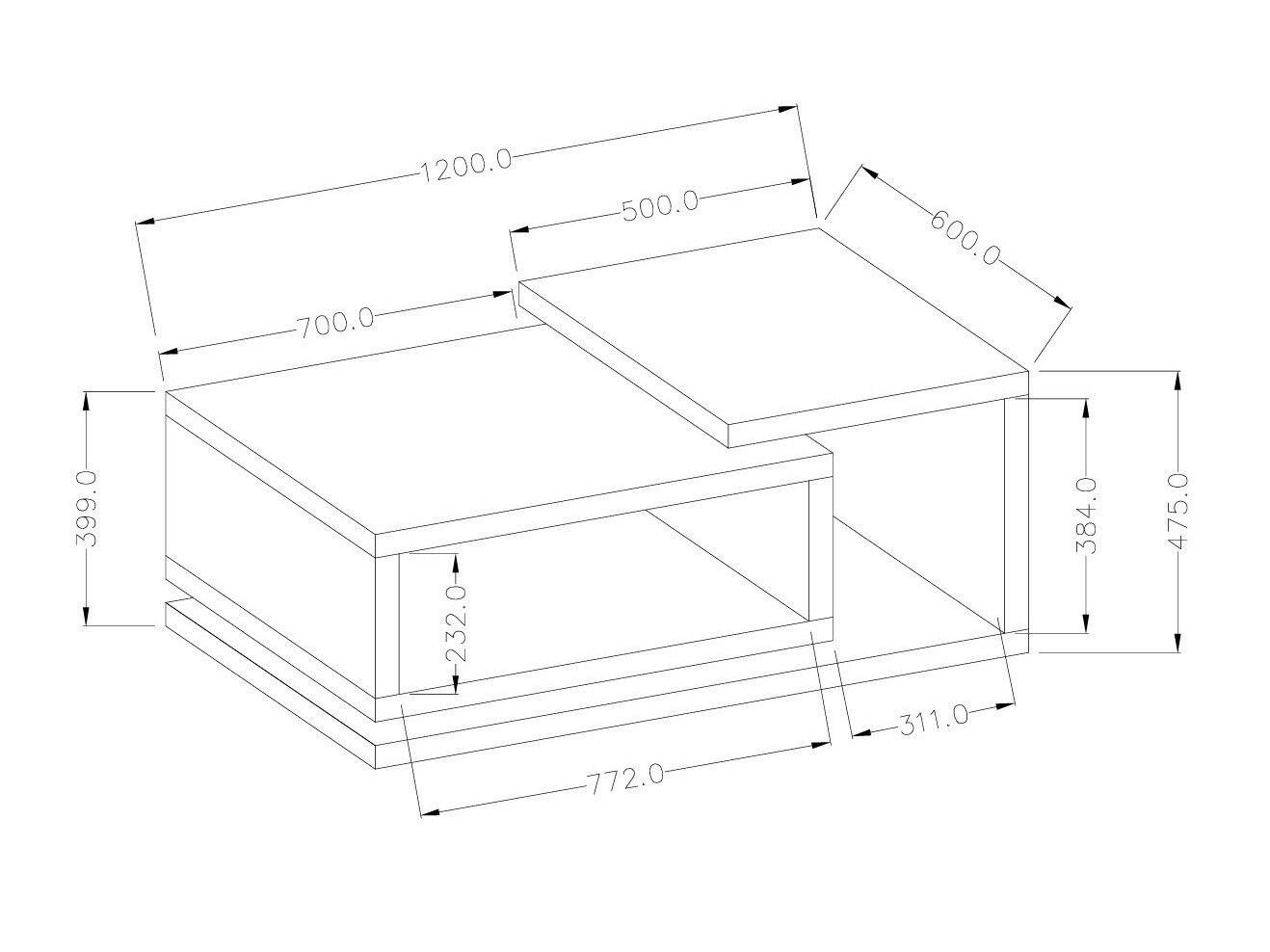 Table basse Lutiva 104 (Anthracite + Ribbec chêne)